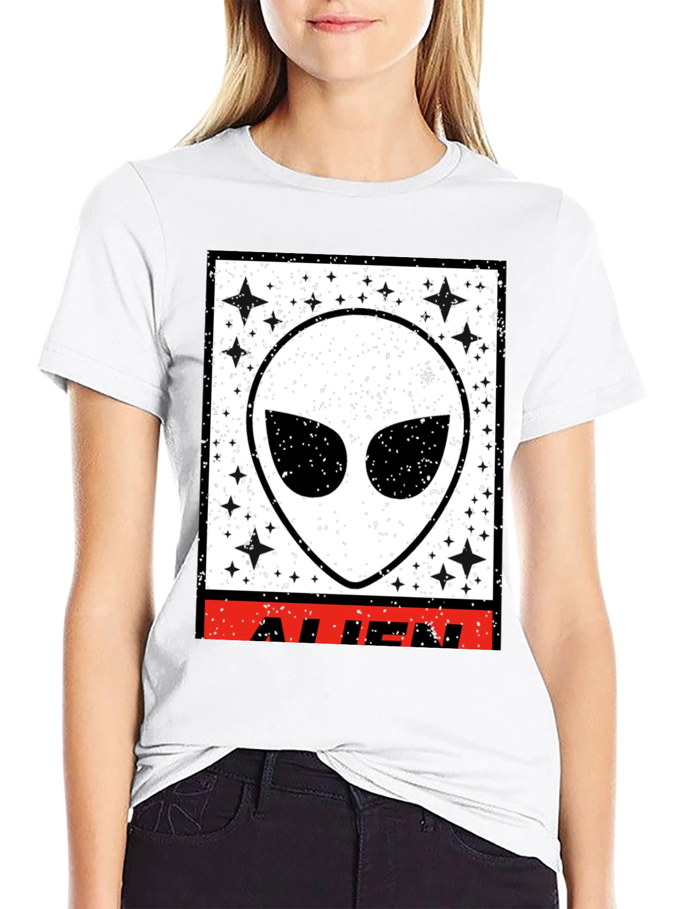 Black Black Alien Graphic T-Shirt view 9
