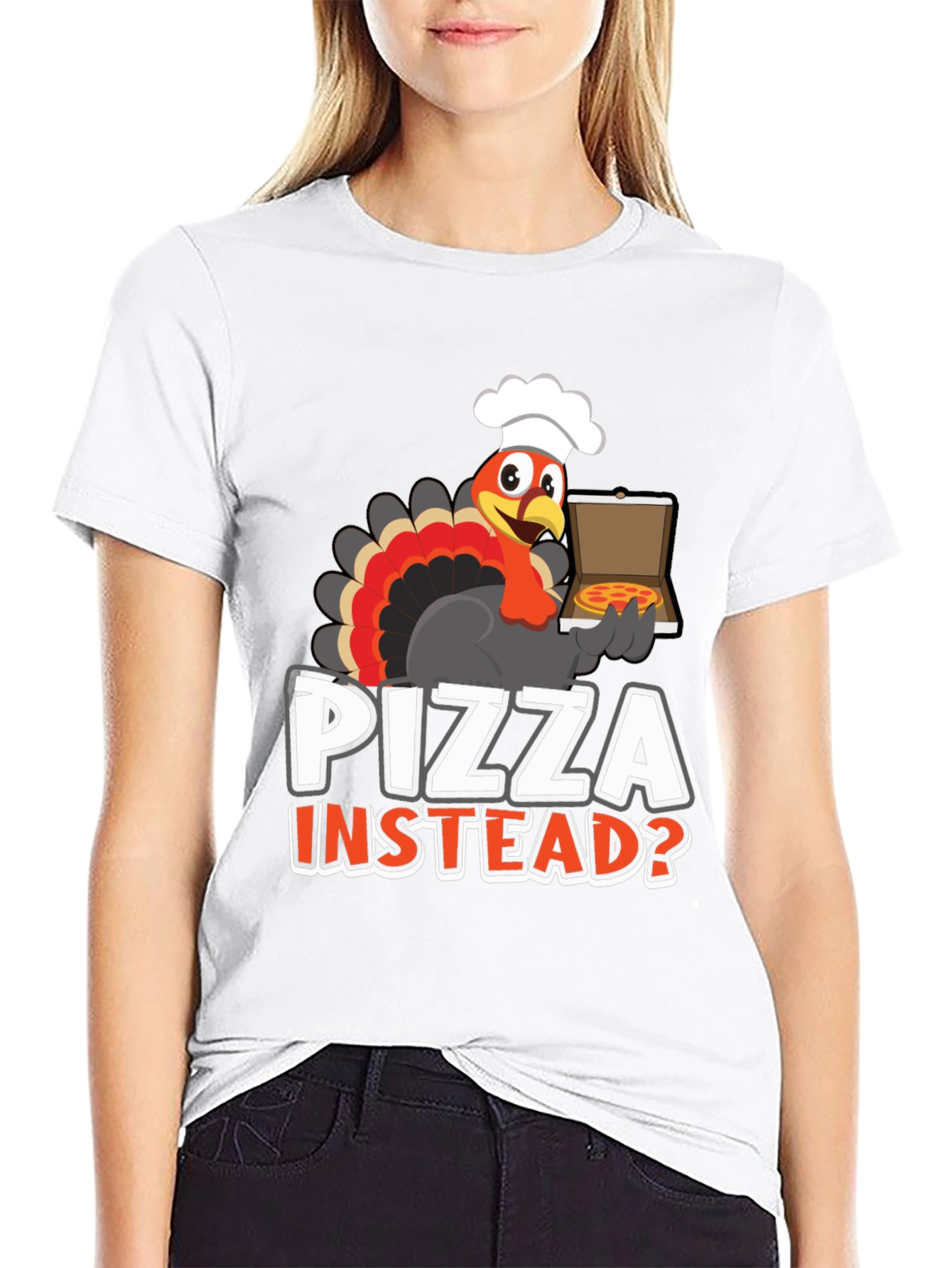 Black Pizza Instead? Turkey Graphic Tee view 9