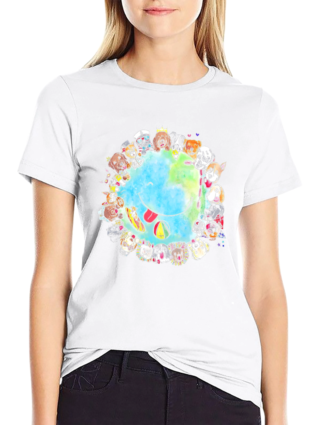 Black Dog Lover Smile Earth Graphic T-Shirt view 9