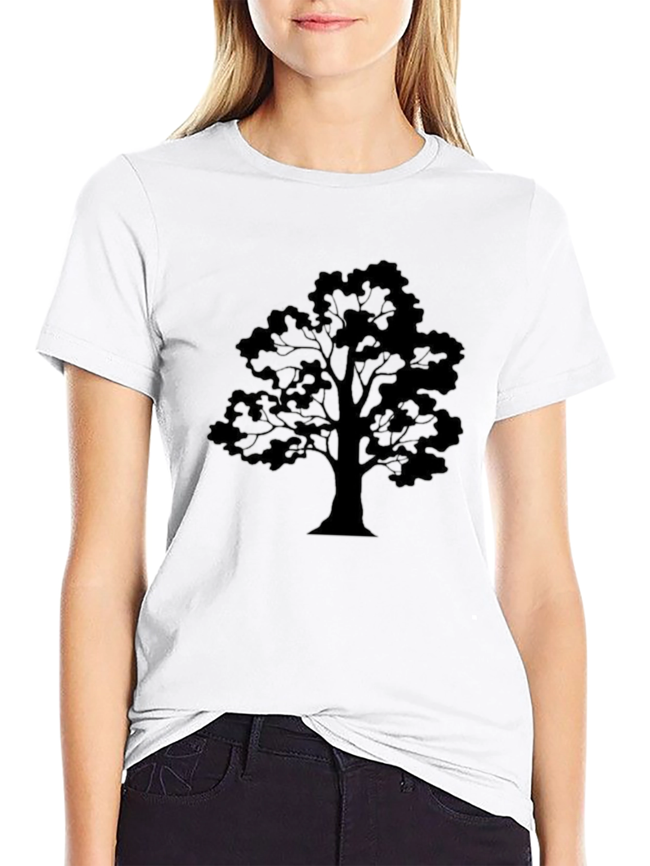 Black Tree Silhouette Black T-Shirt view 9