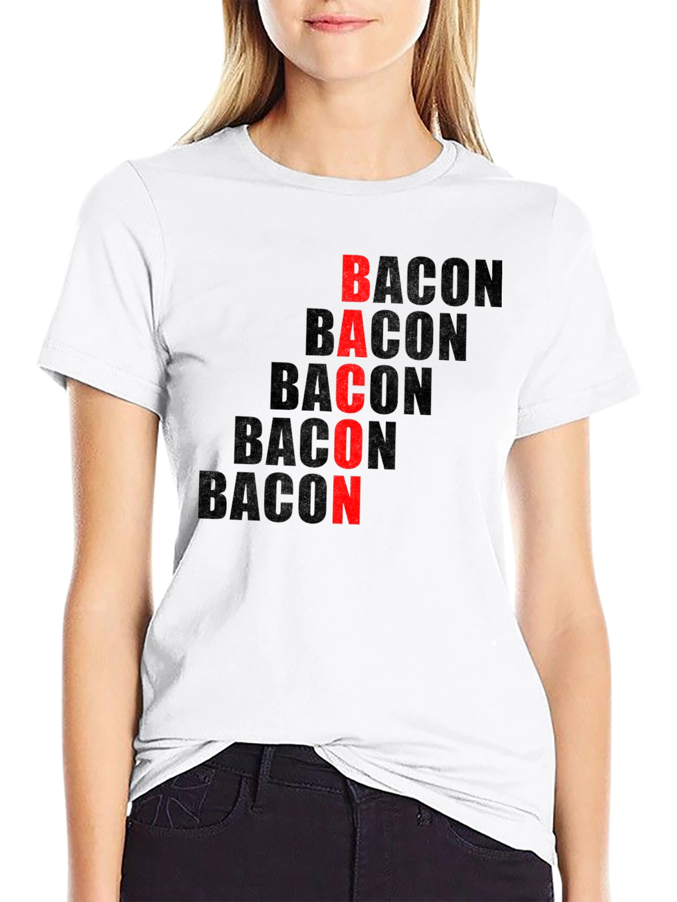 Black Bacon Lover Graphic T-Shirt - Funny Food Tee view 9