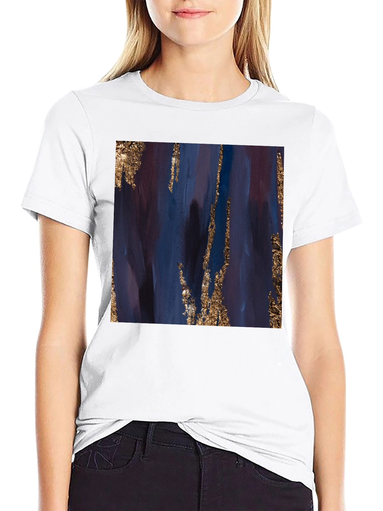 Black Abstract Art Tee - Black Cotton Blend view 9
