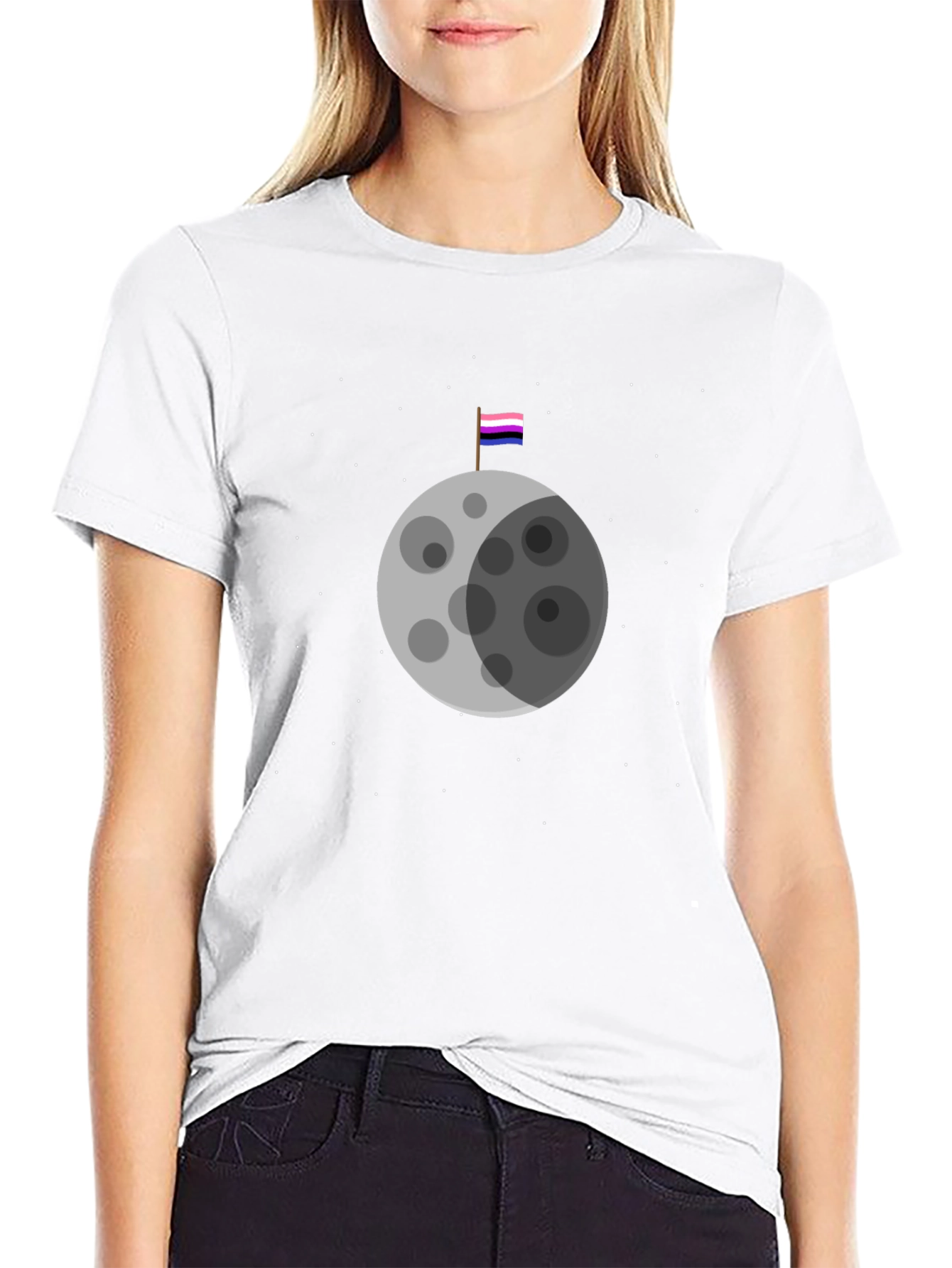 Black Omnisexual Pride Moon T-Shirt view 9