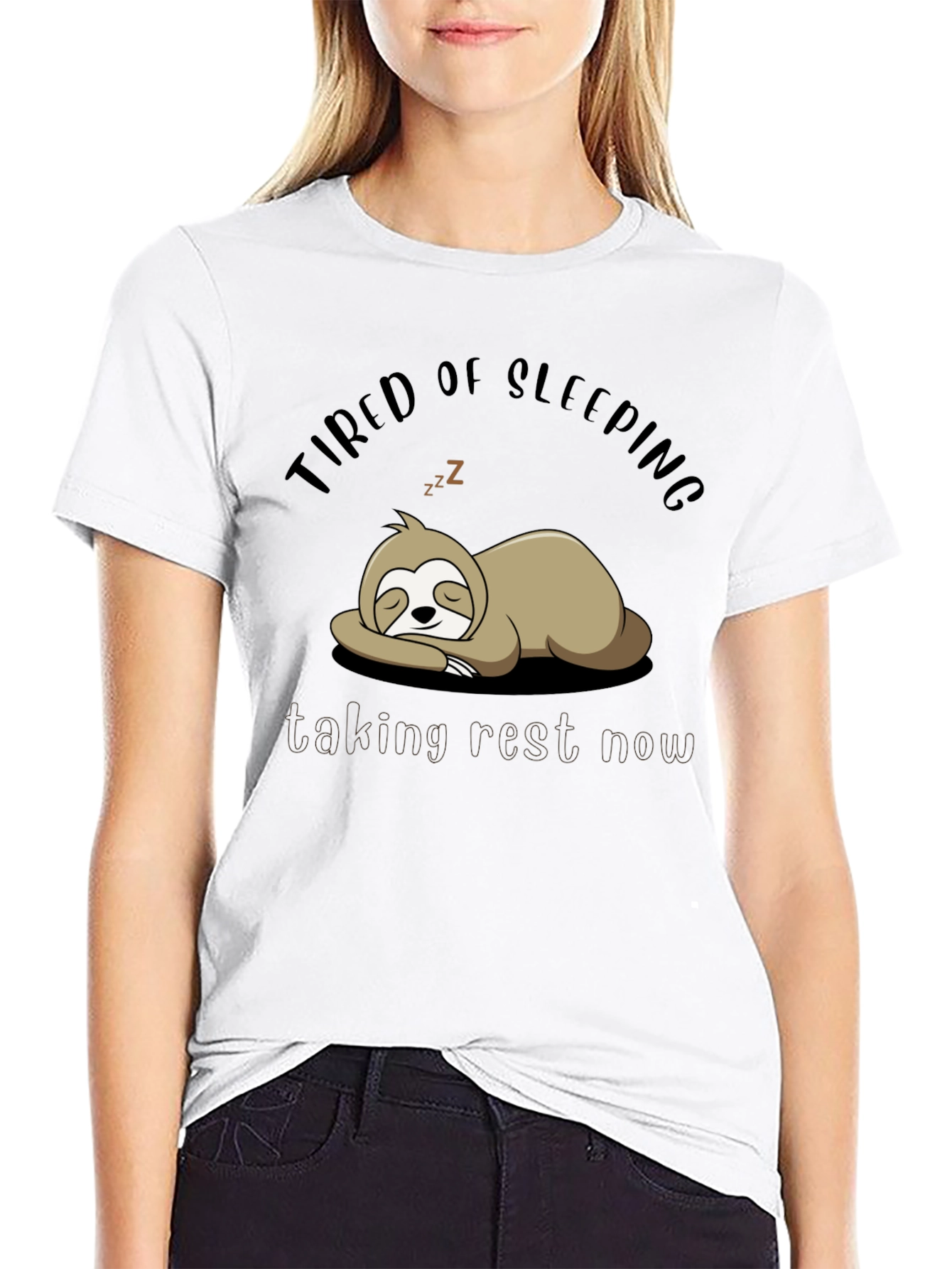 Black Tired of Sleeping Sloth T-Shirt - Taking Rest Now! view 9