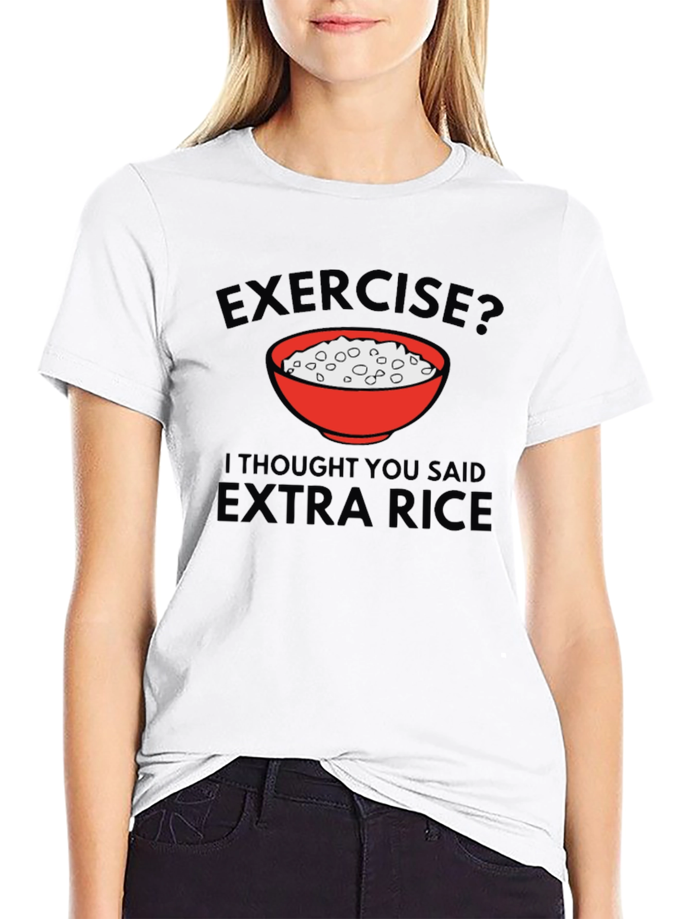 Black Exercise? Extra Rice Men's Black T-Shirt view 9