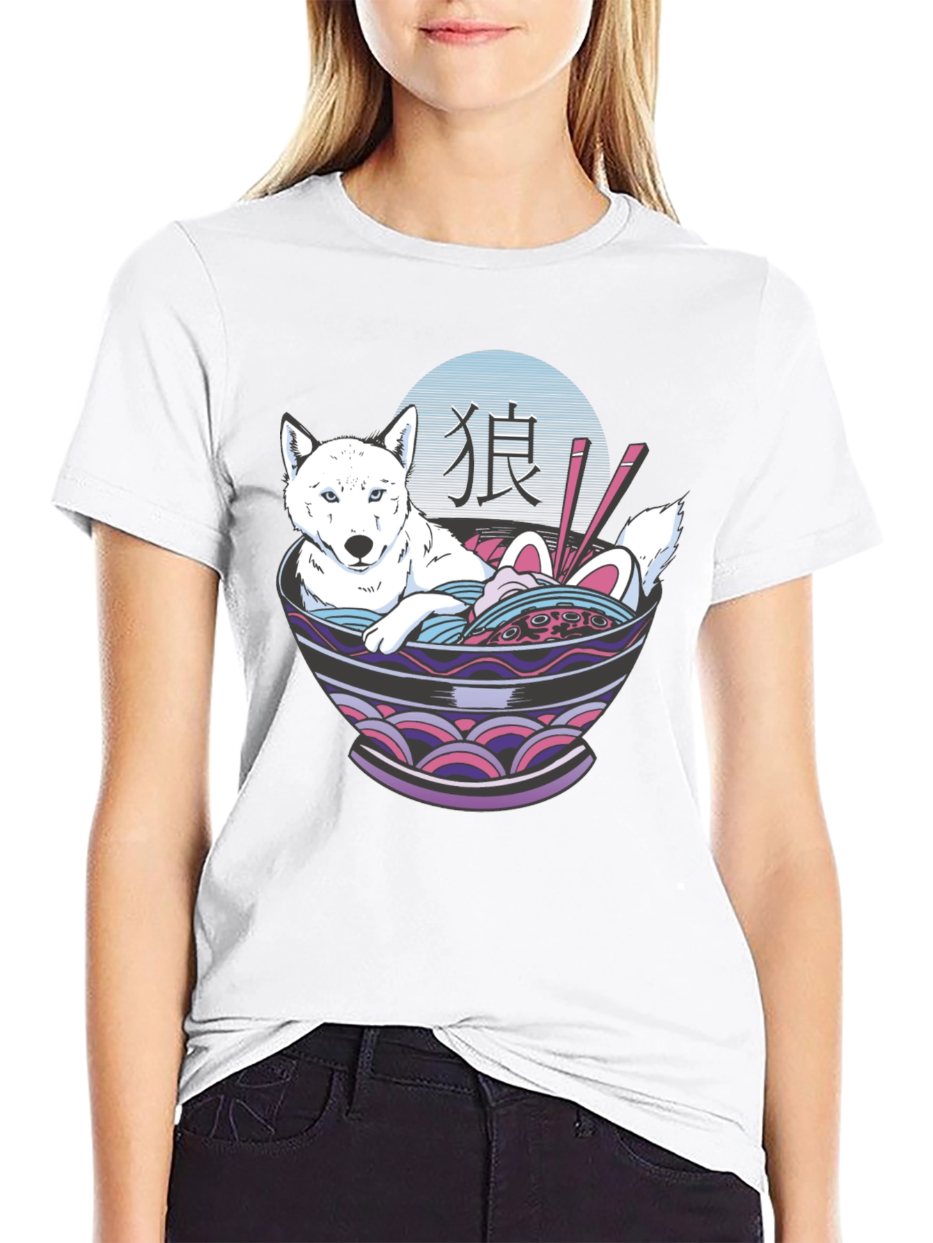 Black Ramen Dog Graphic T-Shirt - Unisex Casual Tee view 9