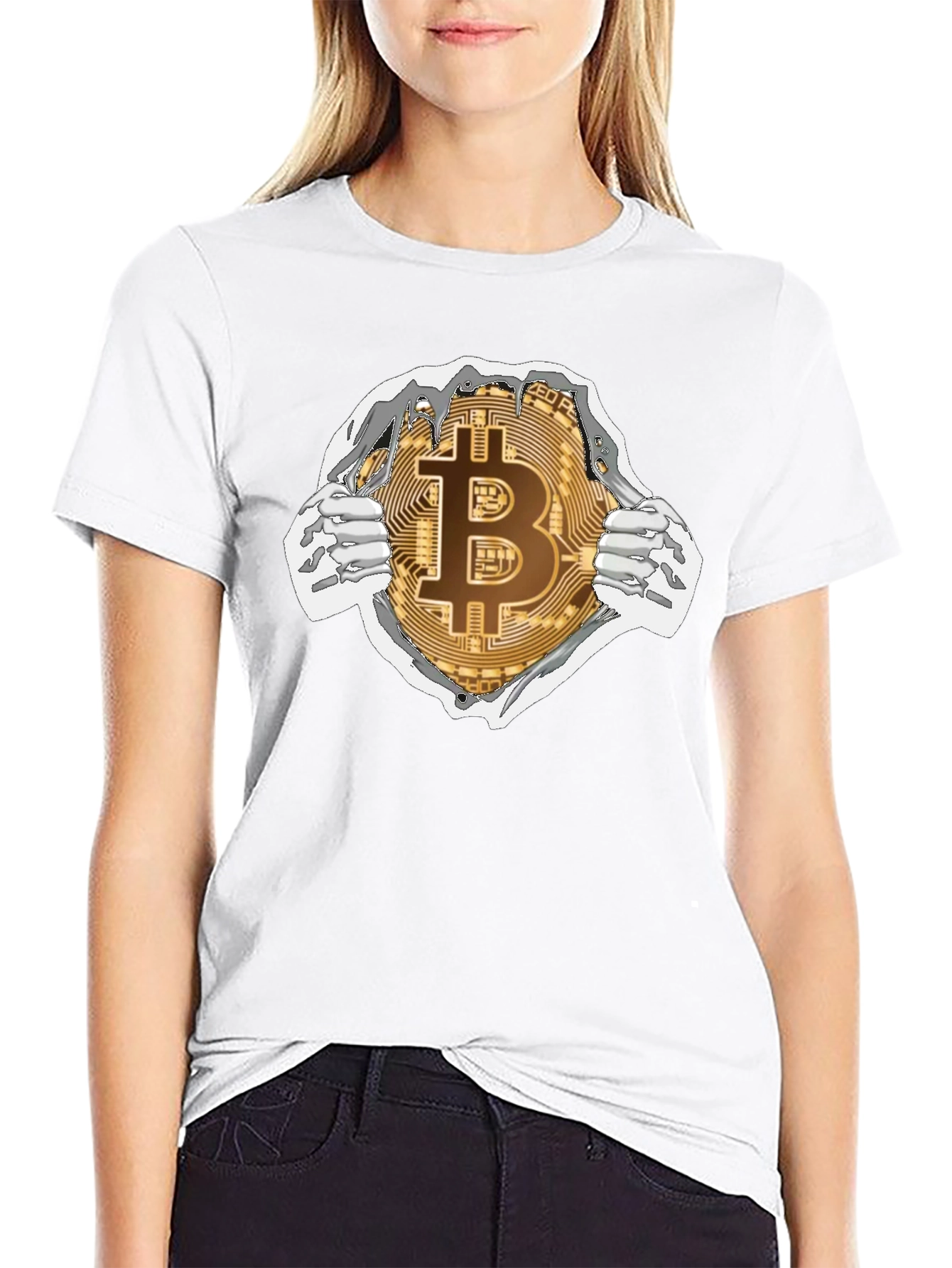 Black Bitcoin Ripped T-Shirt Crypto Currency Tee view 9