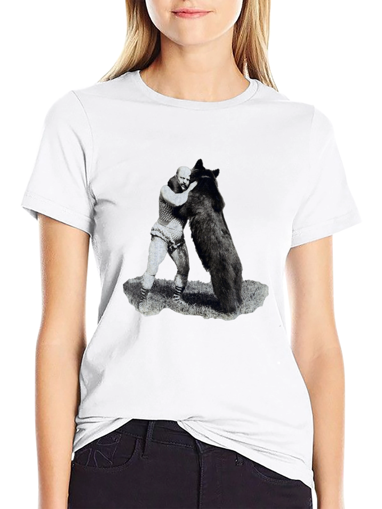 Black Man vs Bear Graphic T-Shirt - Black view 9