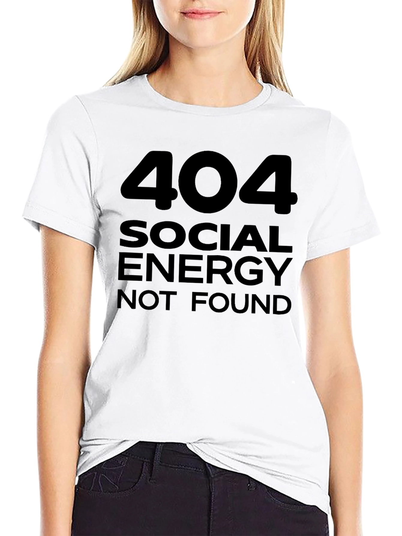 Black 404 Social Energy Not Found Funny T-Shirt view 9