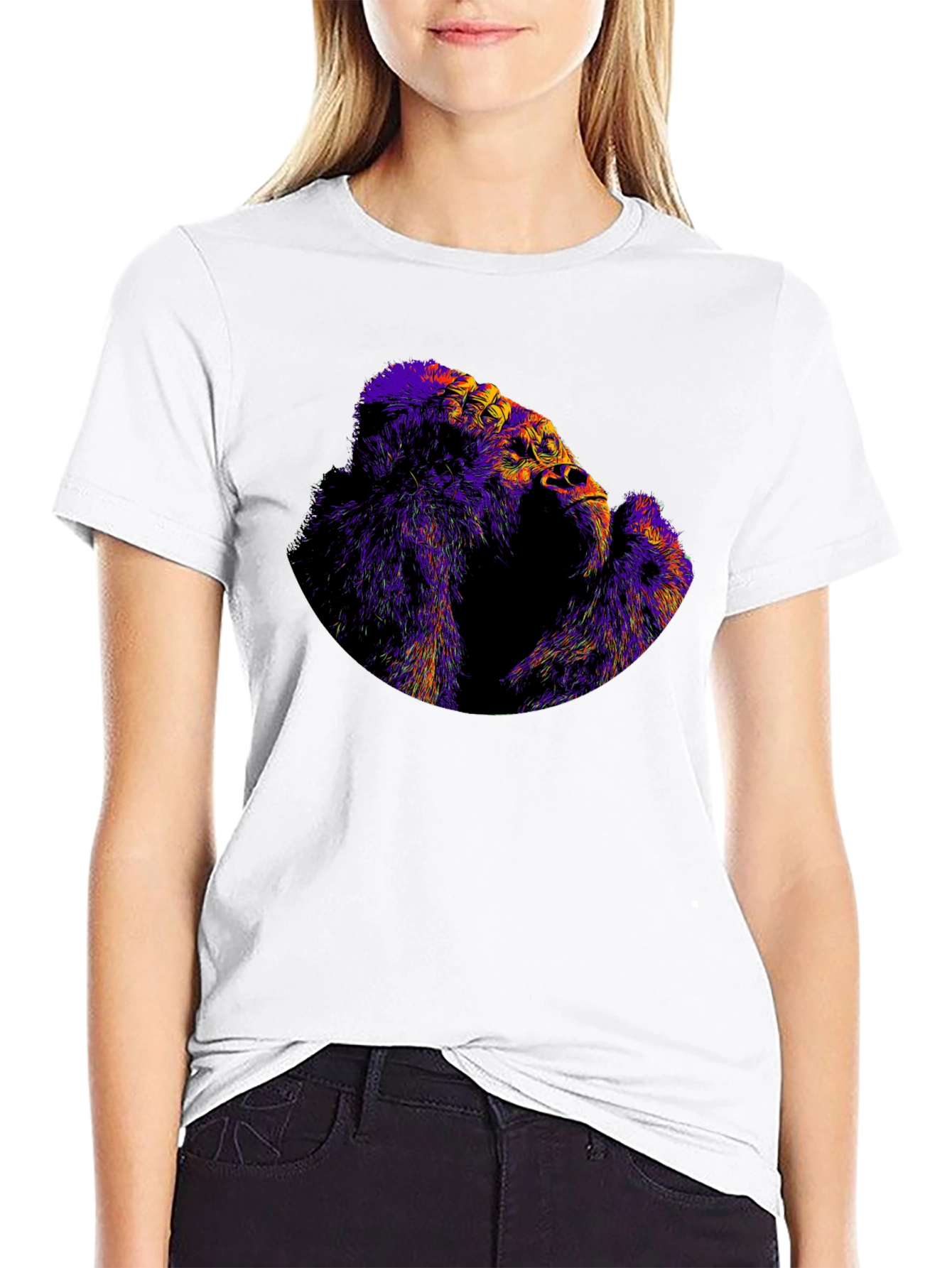 Black Abstract Gorilla Graphic Black Tee view 9