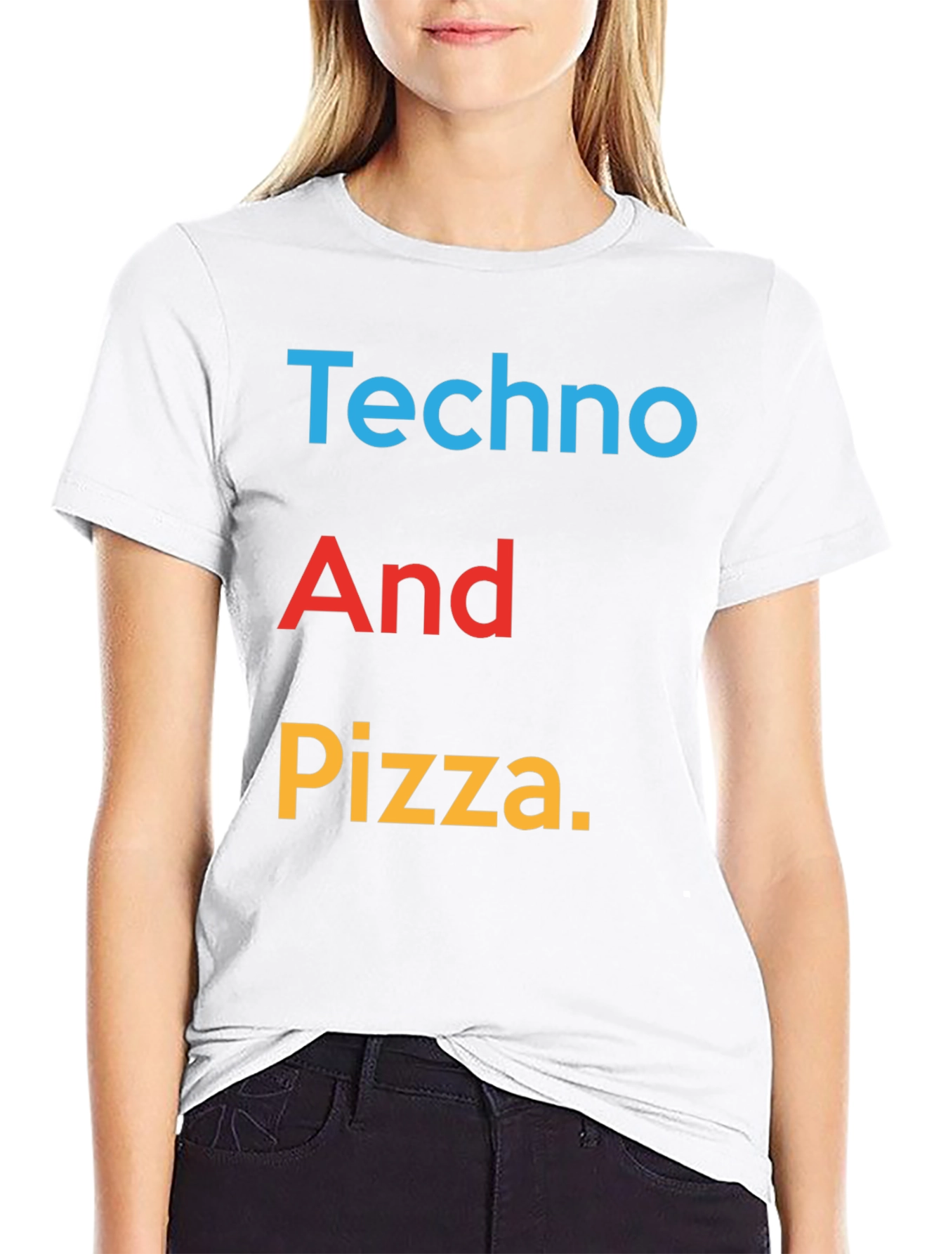 Black Techno And Pizza Graphic Tee view 9