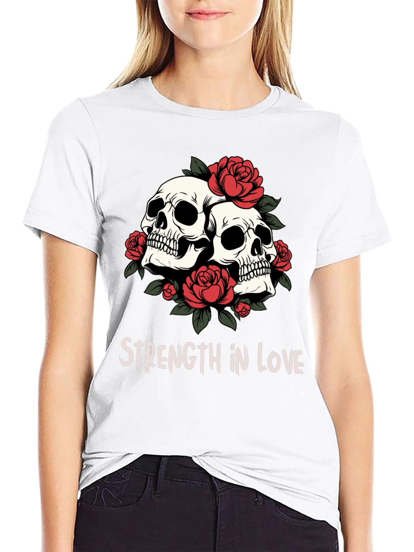 Skull & Roses Graphic Tee - Strength in Love - 9