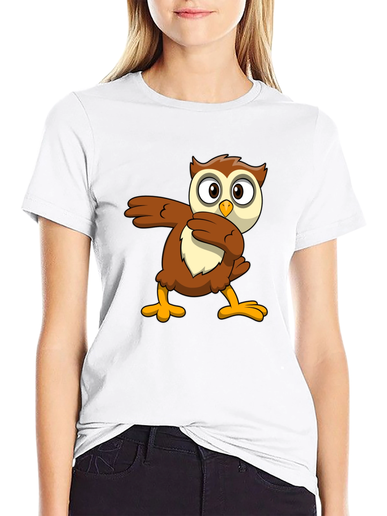 Black Funny Owl Dab Dance Graphic T-Shirt view 9