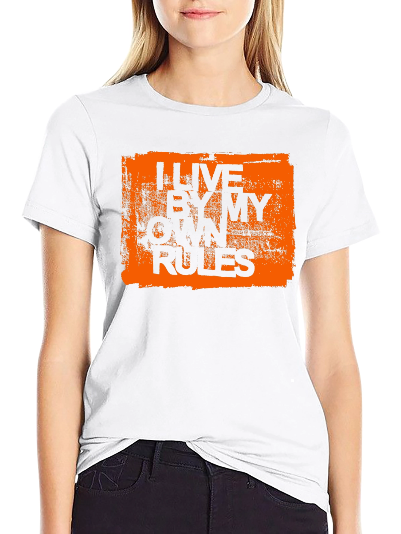 Black I Live By My Own Rules Graphic Tee - Black view 9