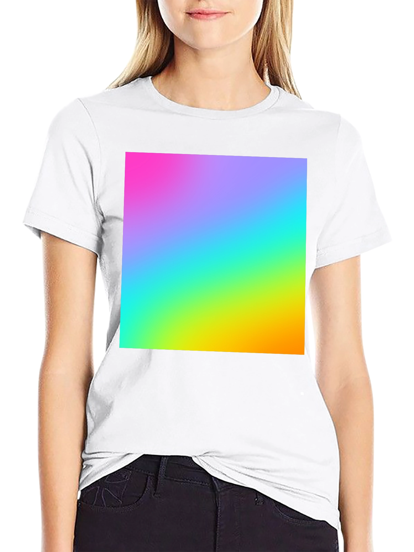 Black Gradient T-Shirt - Vibrant Rainbow Design view 9