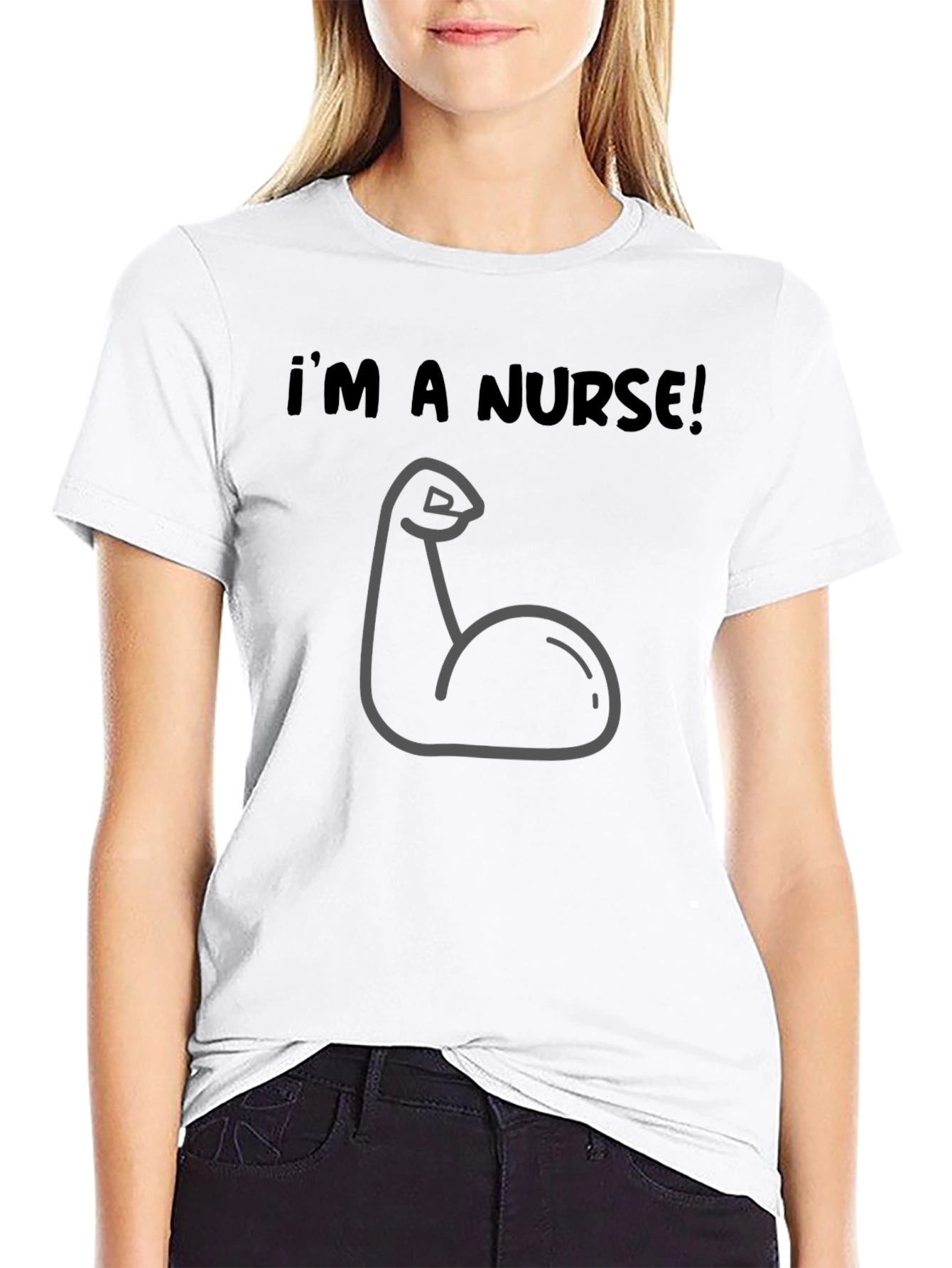 Black Funny Nurse Muscle Graphic Tee - Black view 9