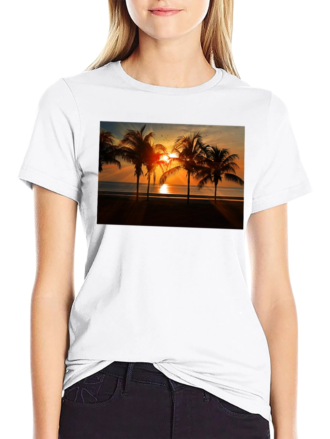 Black Sunset Palm Tree Graphic Tee view 9