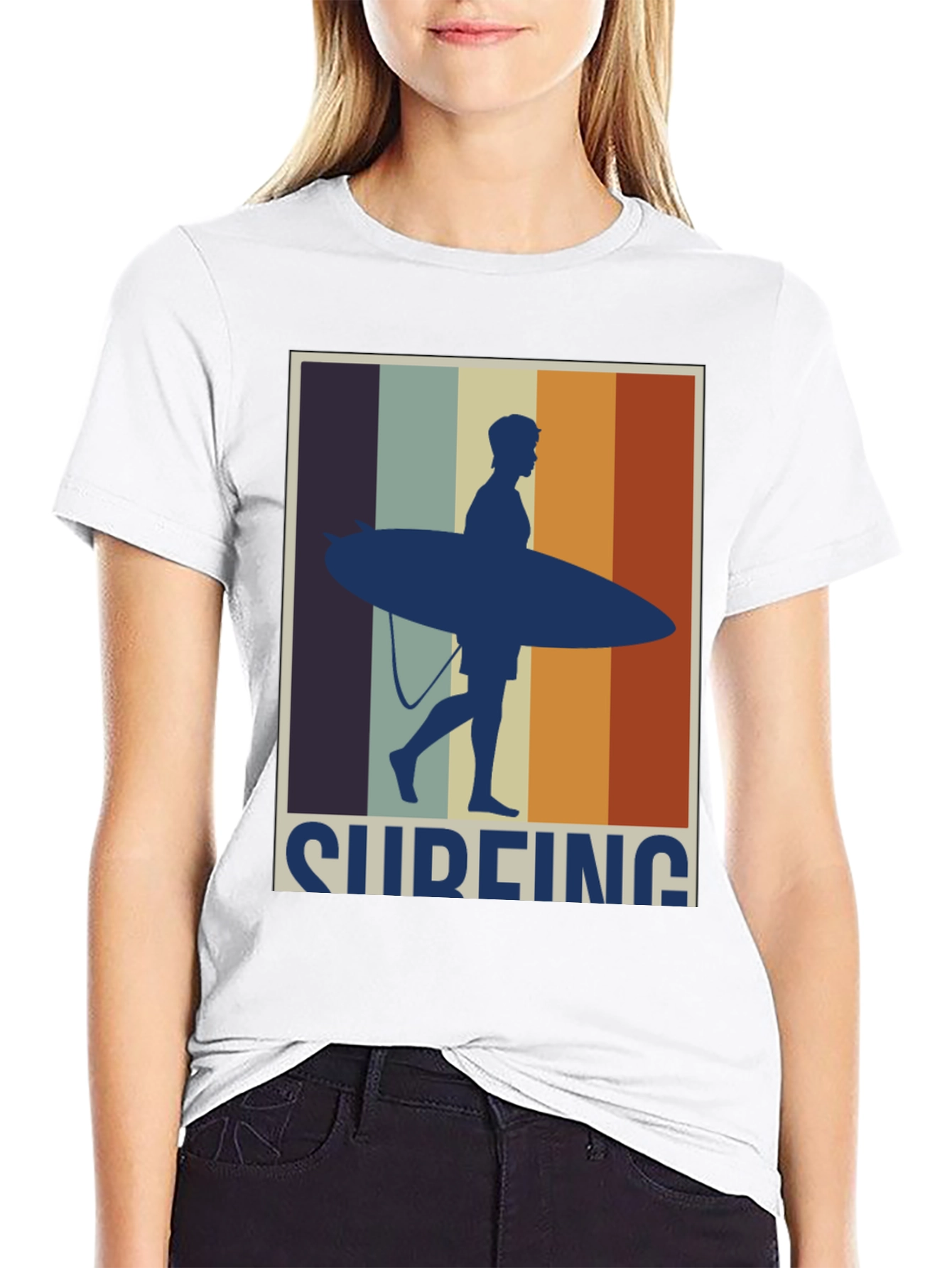 Black Surfing Retro T-Shirt - Stylish Graphic Tee view 9