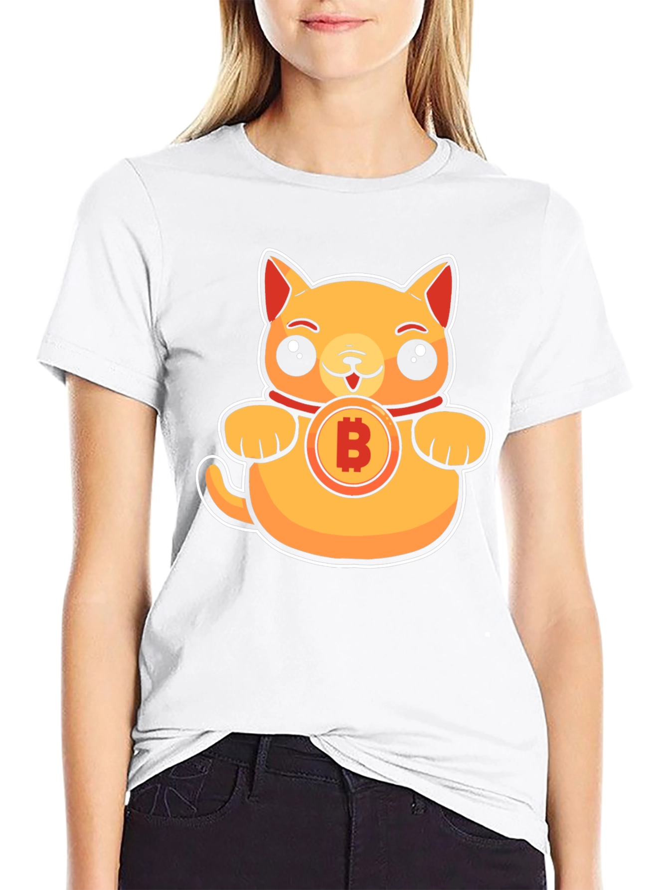 Black Bitcoin Kitty T-Shirt - Crypto Cat Tee view 9