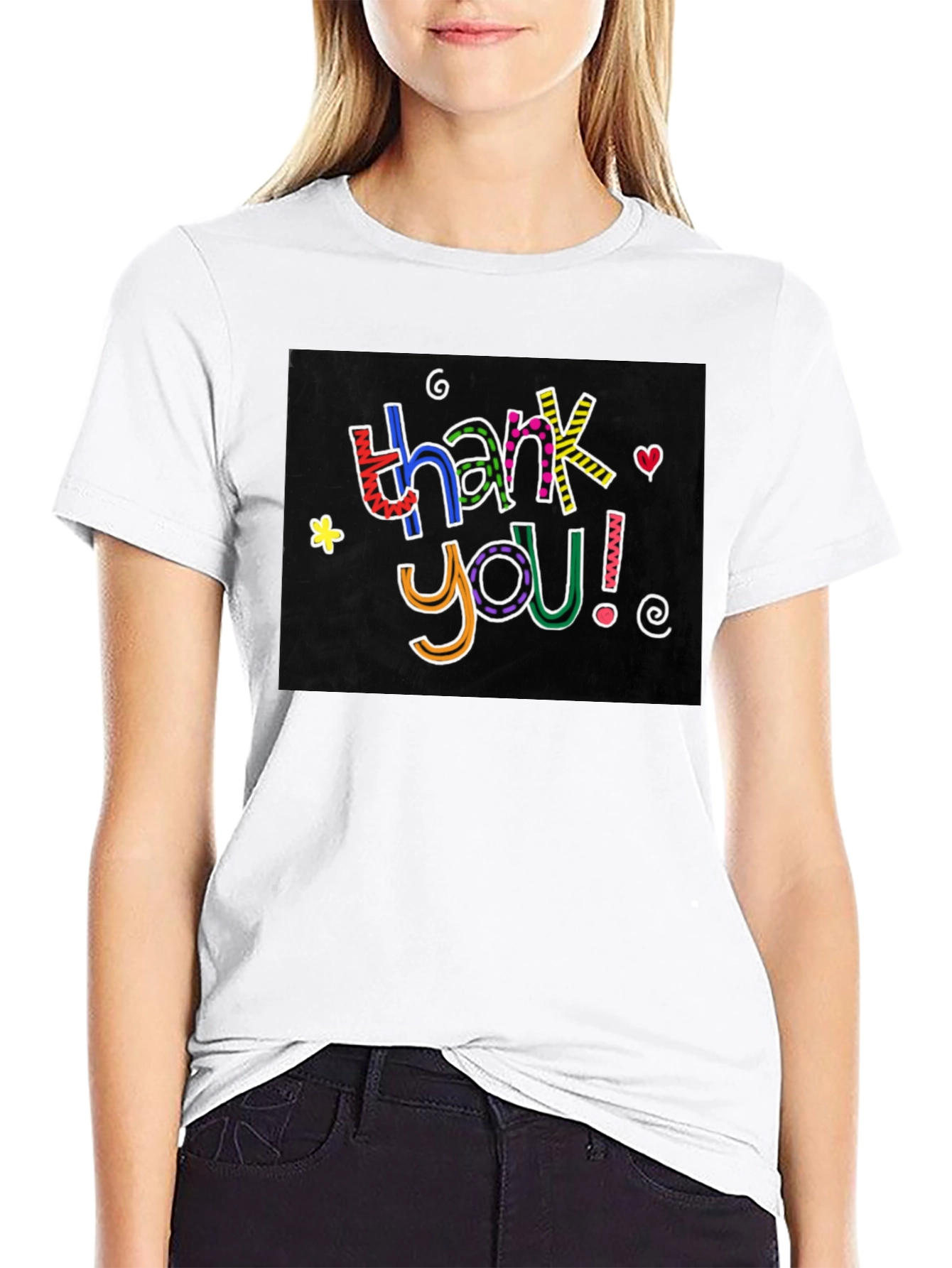 Black Thank You Graphic Tee - Men's Black Crew Neck view 9