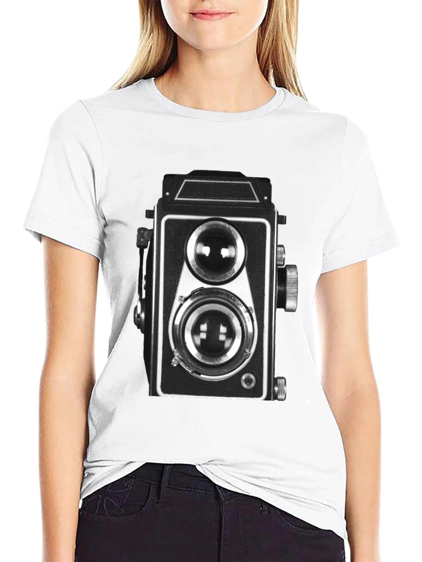 Black Vintage Camera Graphic Tee - Classic Black T-Shirt view 9