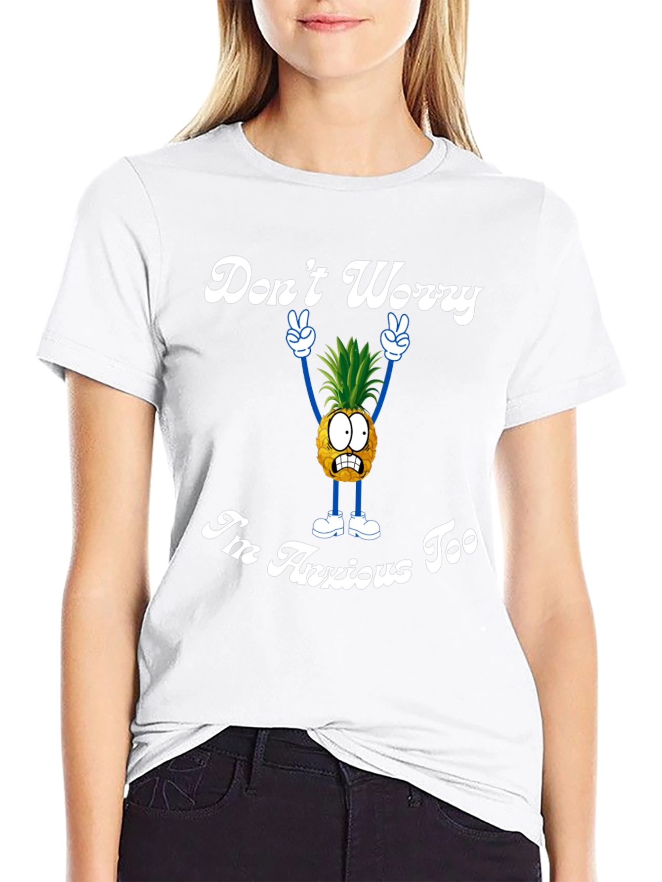 Black Anxious Pineapple Graphic Tee view 9