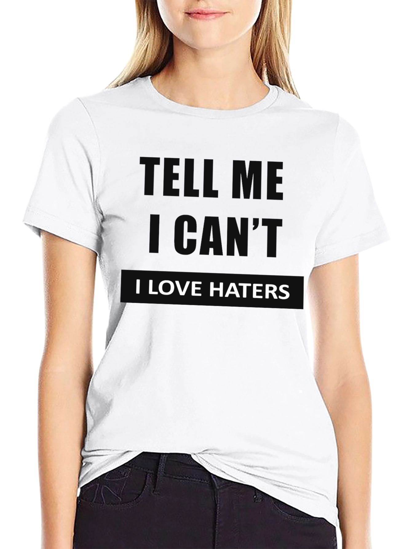 Black I Love Haters Graphic Tee - Black Cotton Blend T-Shirt view 9