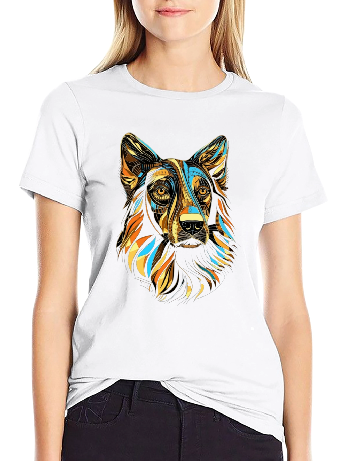 Black Abstract Dog Graphic T-Shirt - Stylish Men's Tee view 9