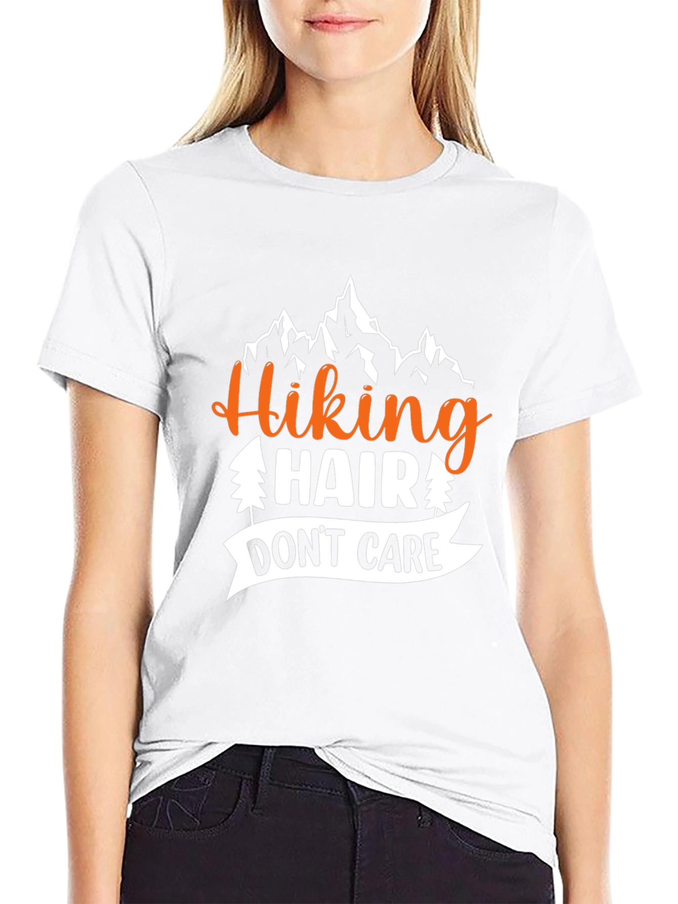 Black Hiking Hair Don't Care Graphic T-Shirt view 9