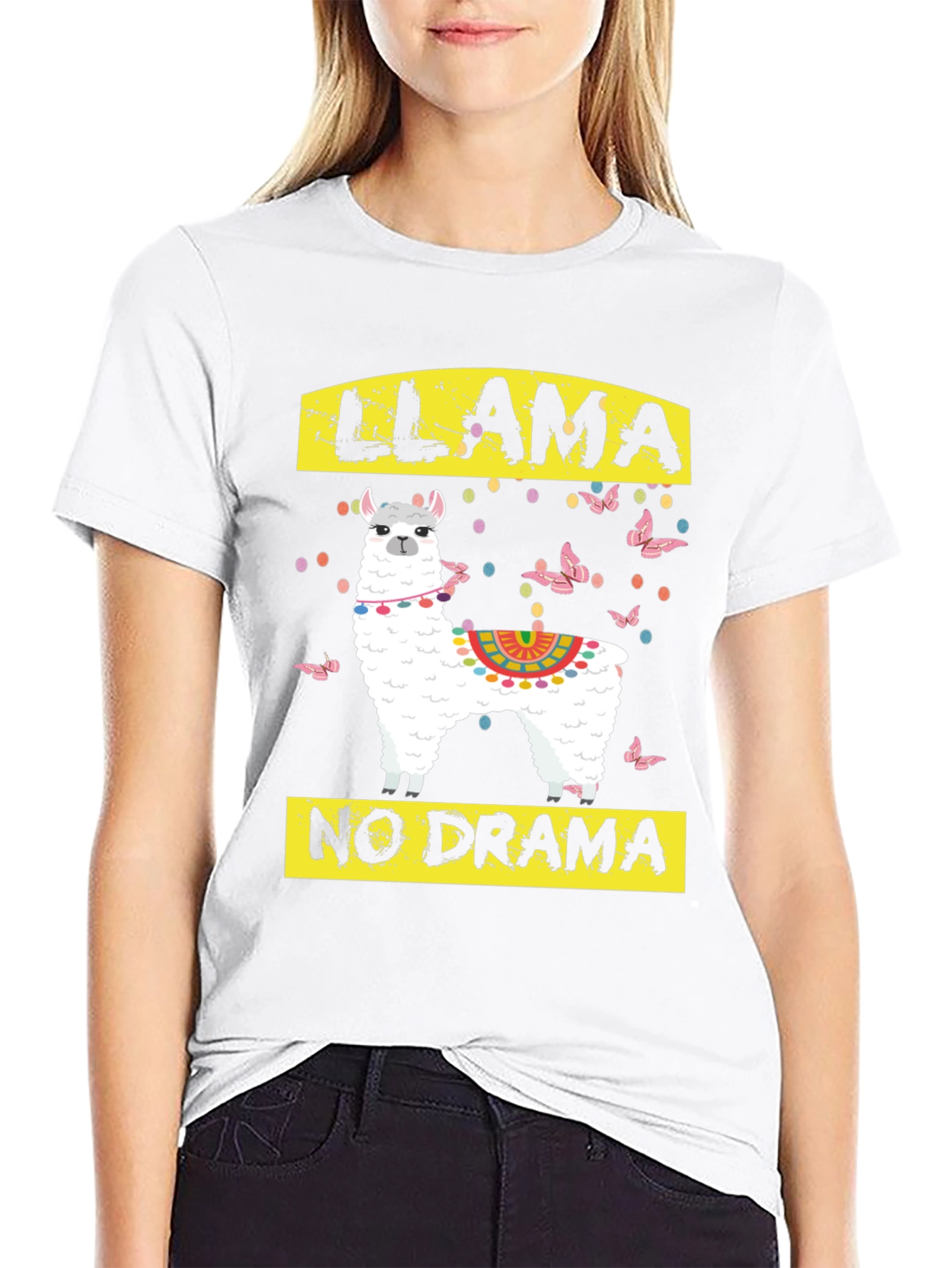 Black Llama No Drama Graphic T-Shirt view 9