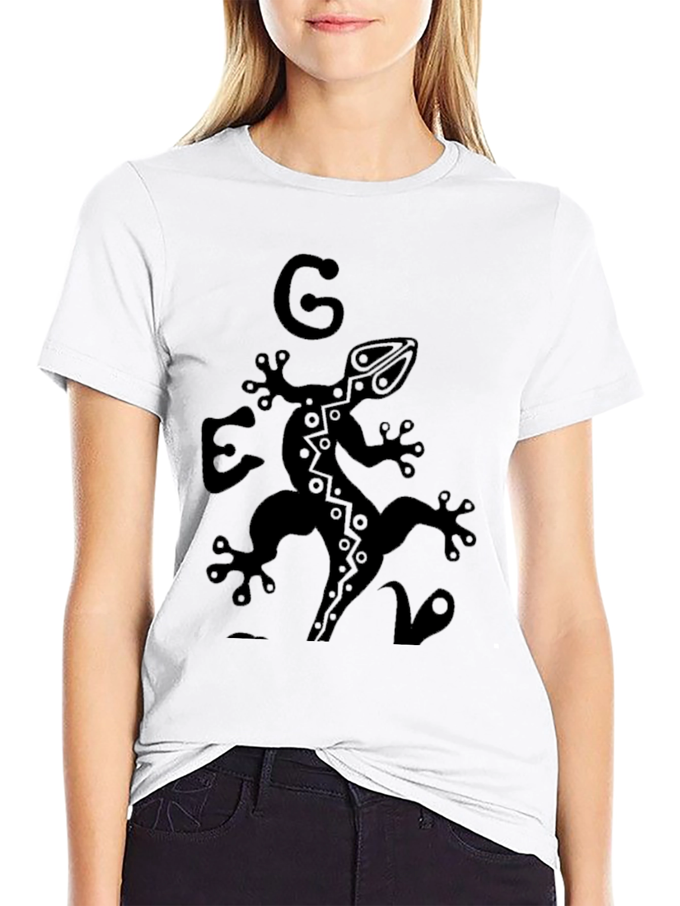 Black Tribal Gecko Graphic Tee - Black view 9