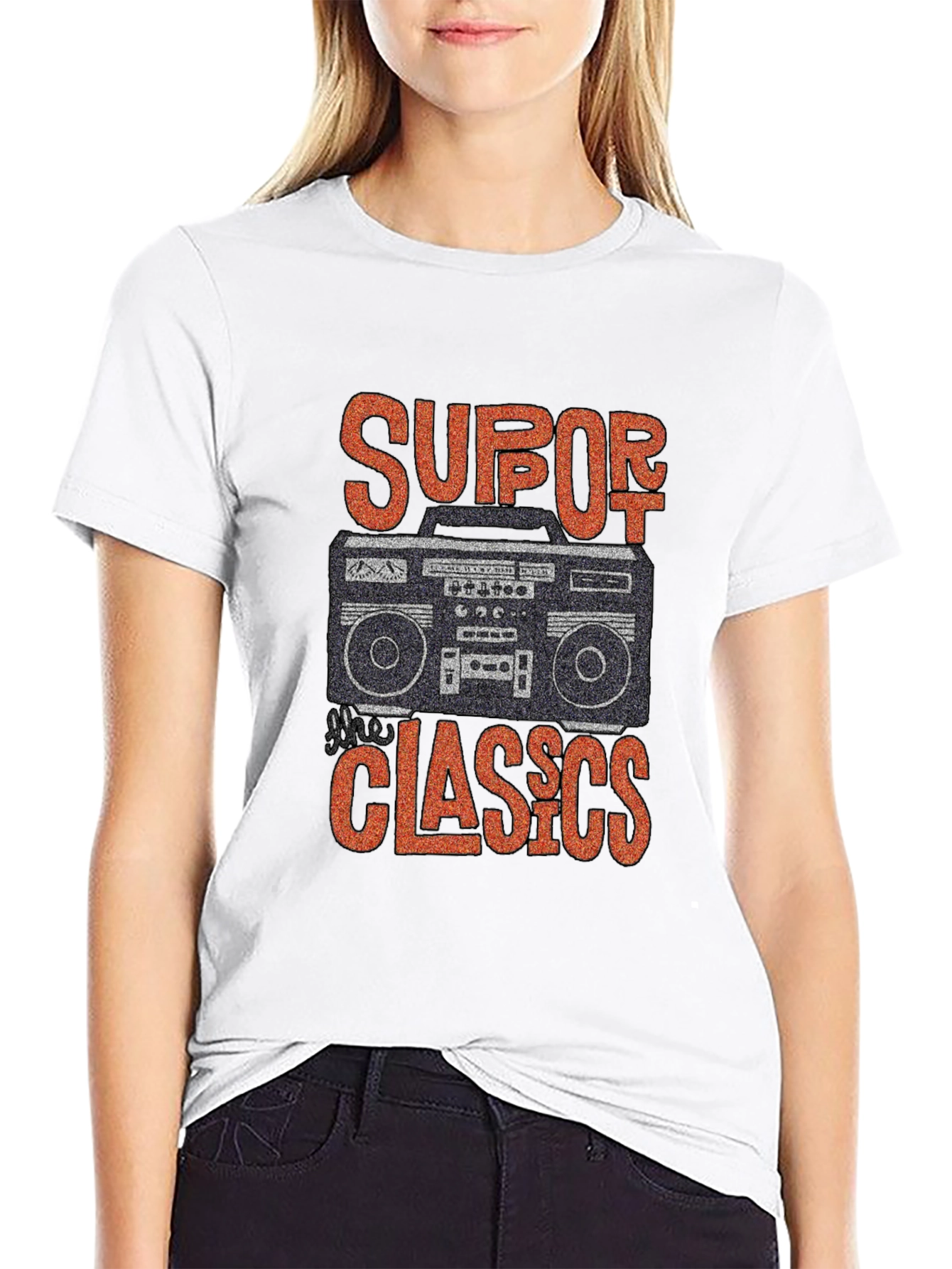 Black Retro Boombox Graphic T-Shirt - Classic Music Lover Tee view 9
