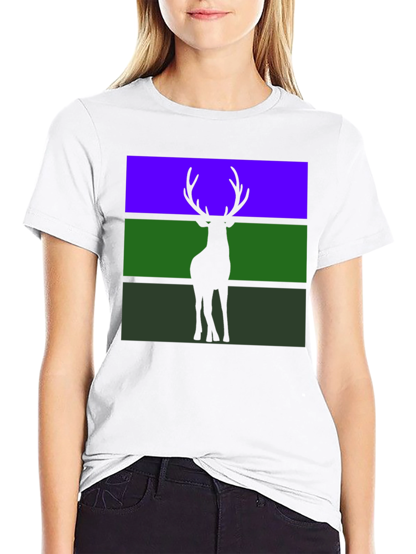 Black Deer Silhouette Graphic Tee view 9