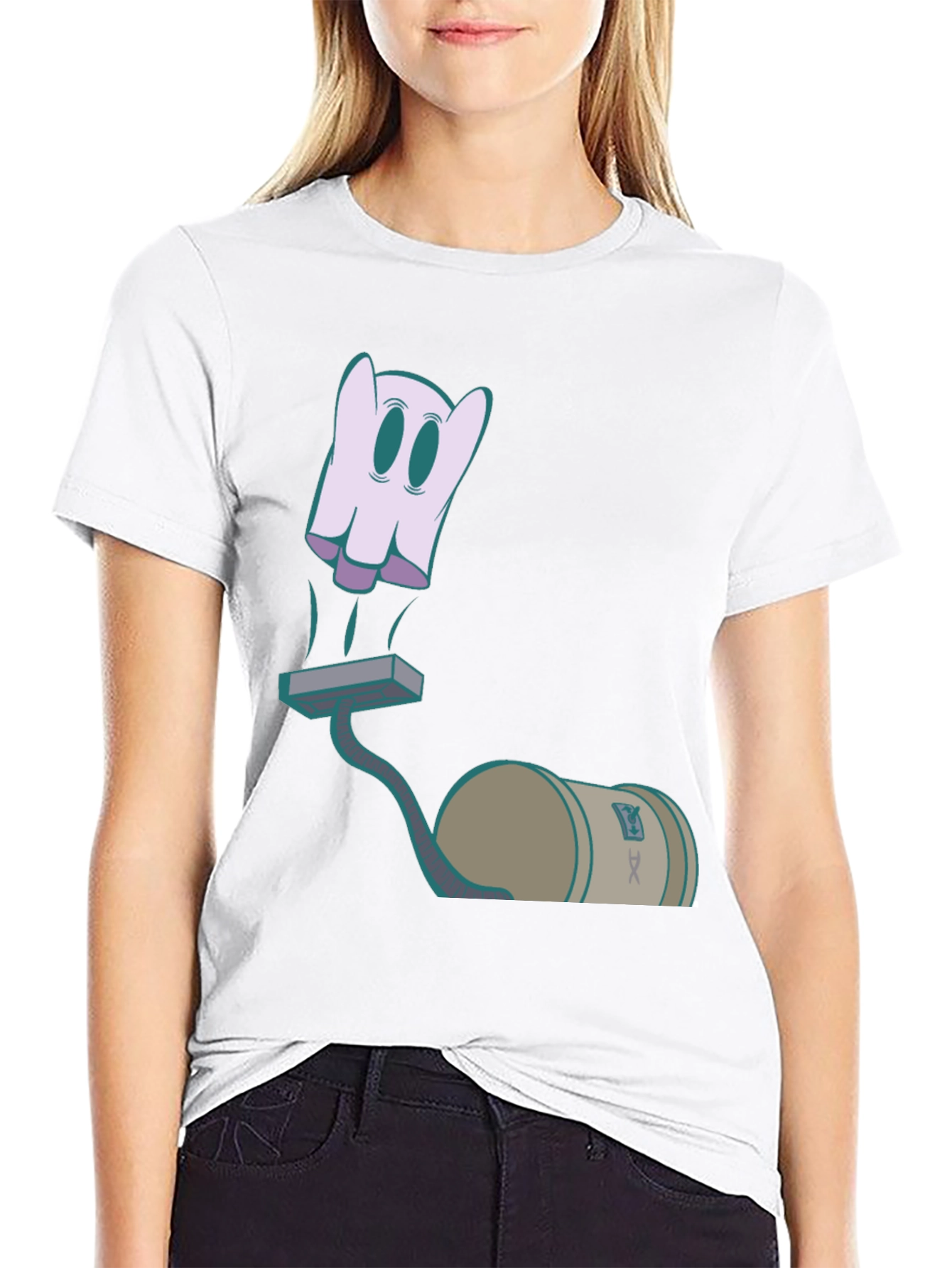 Black Ghost Vacuum Cartoon Graphic T-Shirt view 9