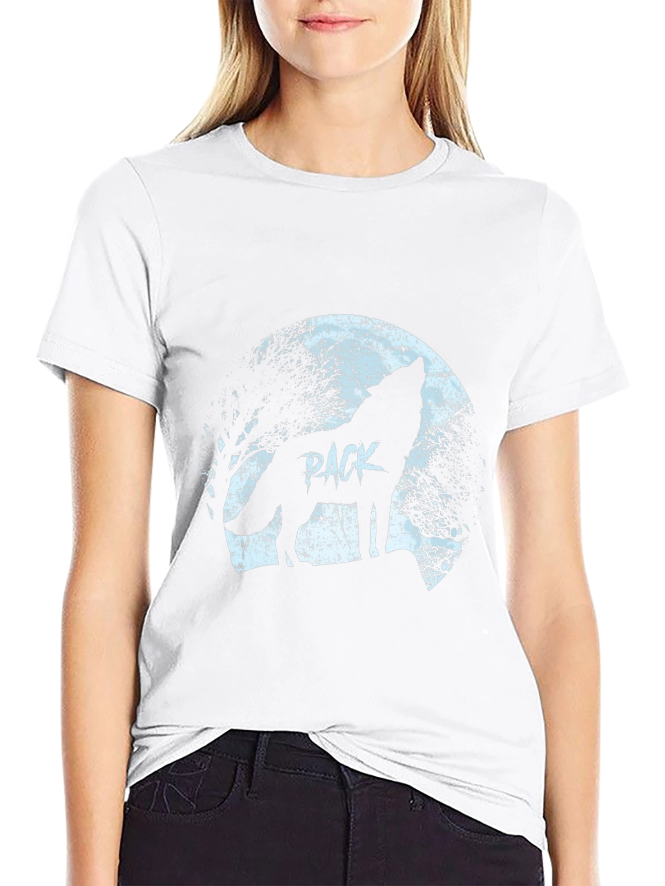 Black Wolf Pack Moon Graphic T-Shirt - Black view 9