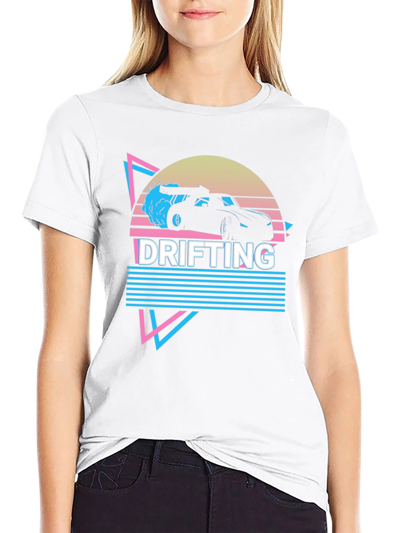 Black Drifting Car Graphic Tee Retro Style view 9