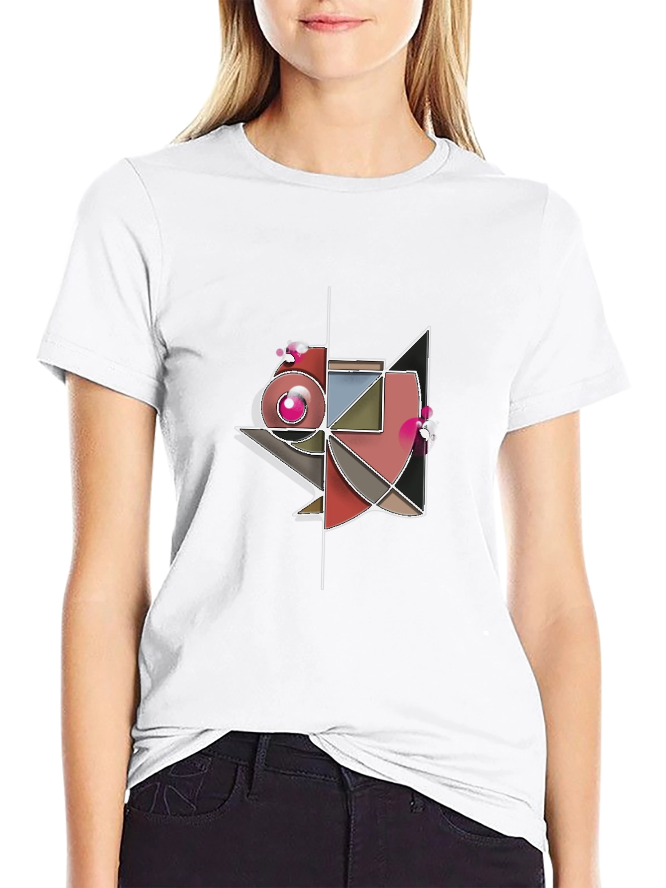 Black Abstract Geometric Graphic Tee - Modern Art Shirt view 9