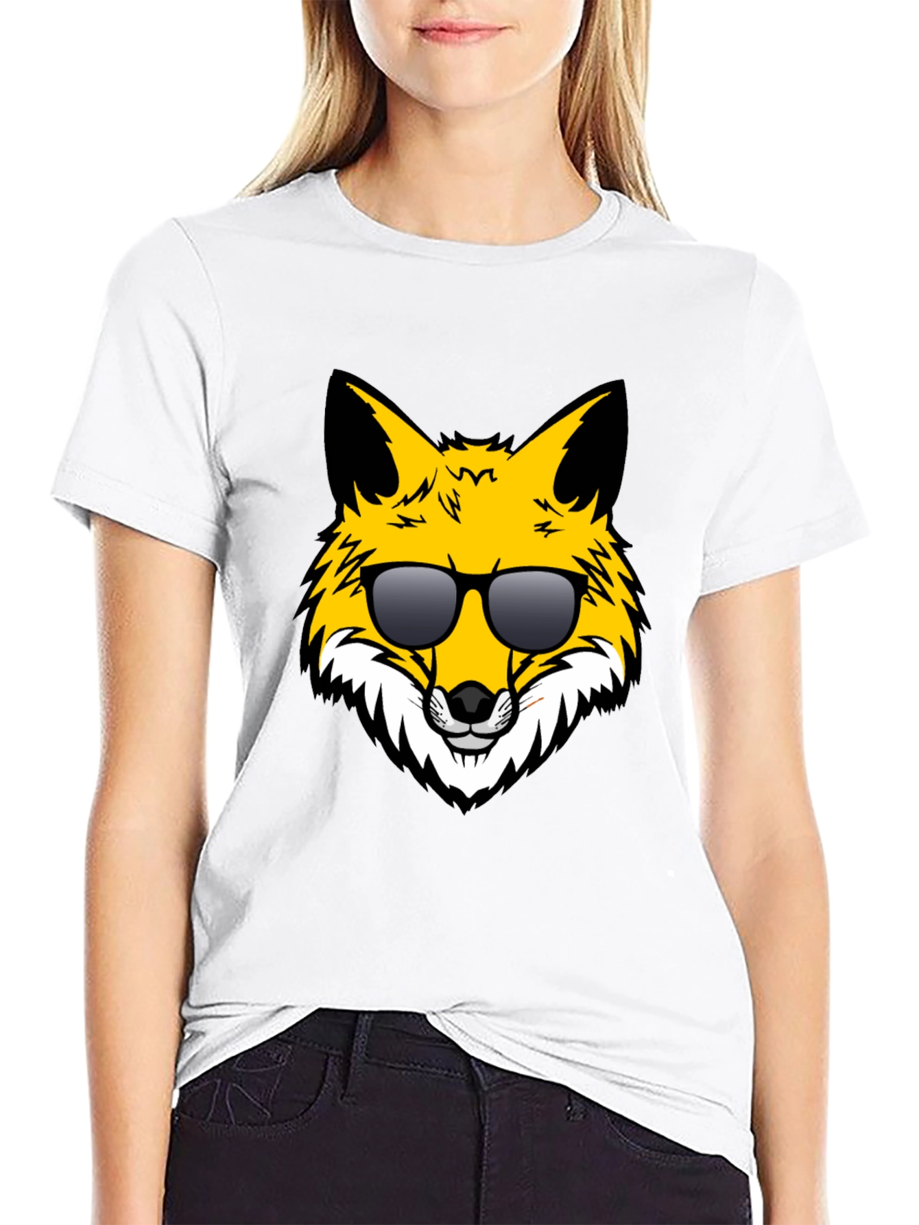 Black Cool Fox Graphic Tee - Black Unisex T-Shirt view 9