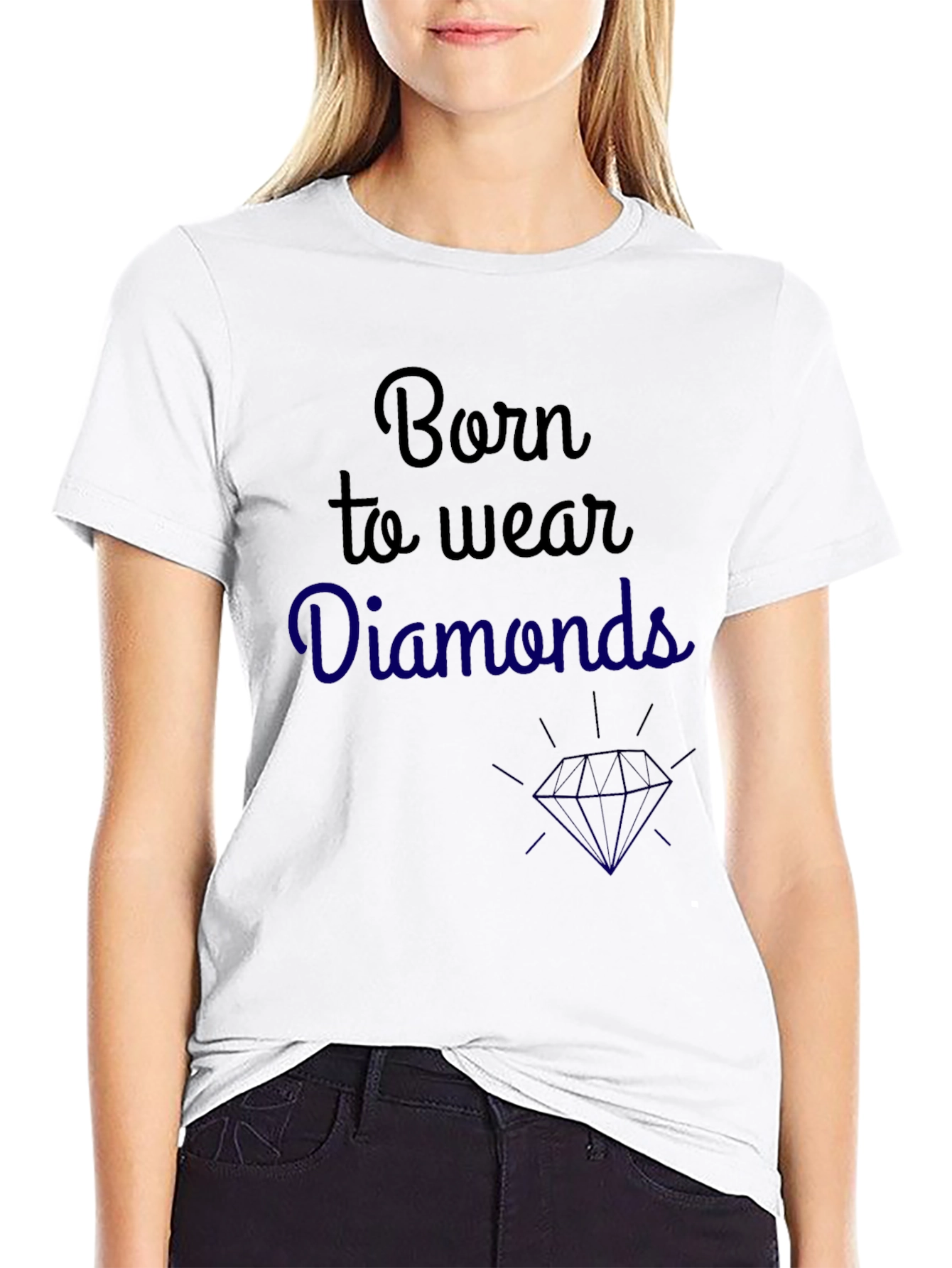 Black Born to Wear Diamonds Graphic Tee view 9