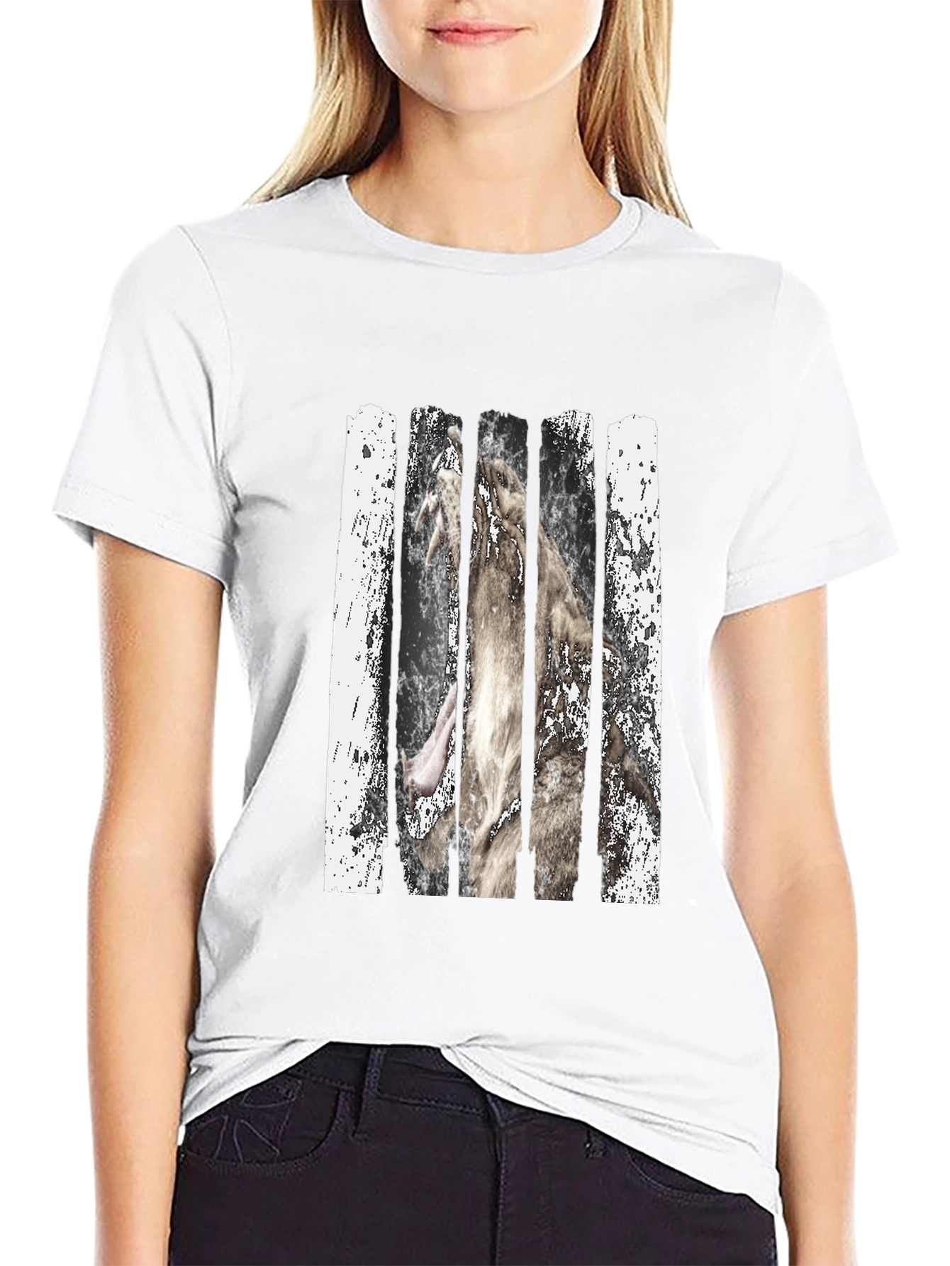 Black Wolf Behind Bars Graphic Tee view 9