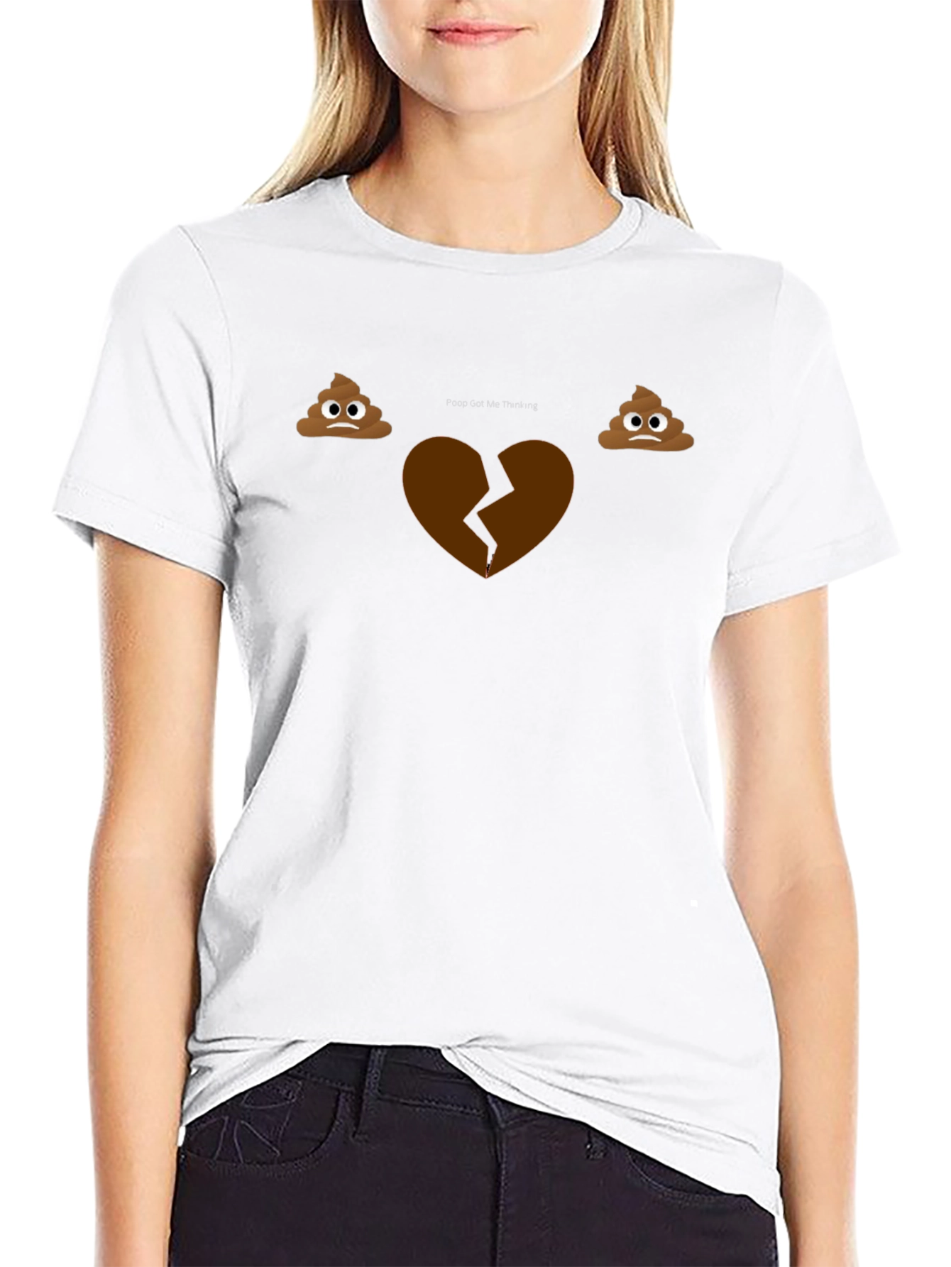 Black Poop Emoji Broken Heart Graphic T-Shirt - Men's Black Tee view 9