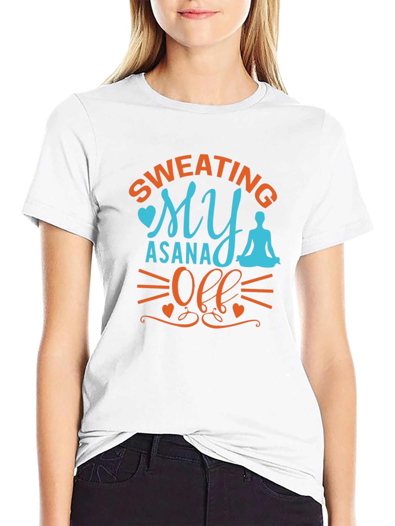 Black Yoga Asana T-Shirt - Sweating My Asana Off view 9