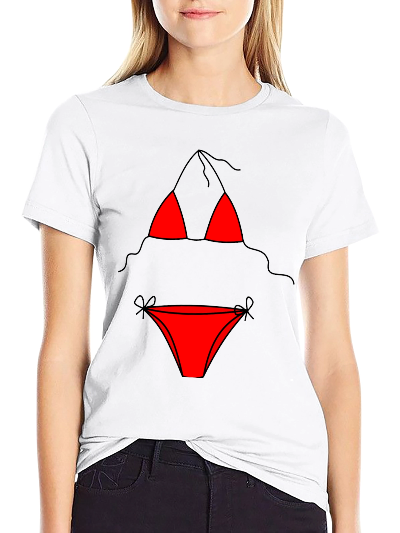 Black Funny Bikini T-Shirt - Novelty Graphic Tee view 9