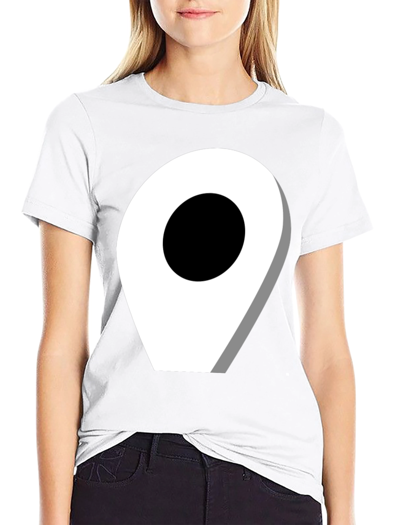 Black Location Pin Graphic Tee - Modern Black T-Shirt view 9