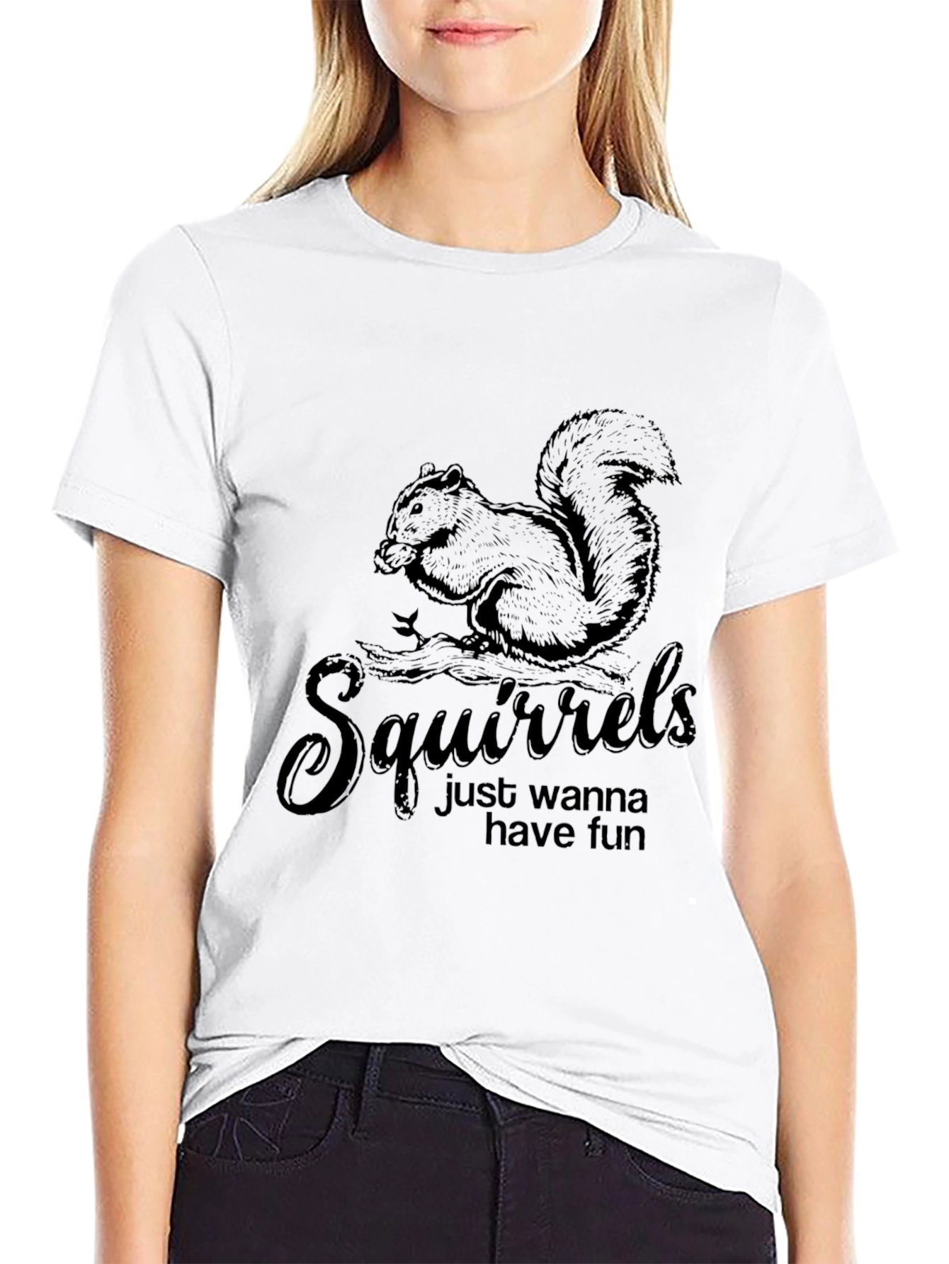Squirrels Just Wanna Have Fun Black T-Shirt - 9