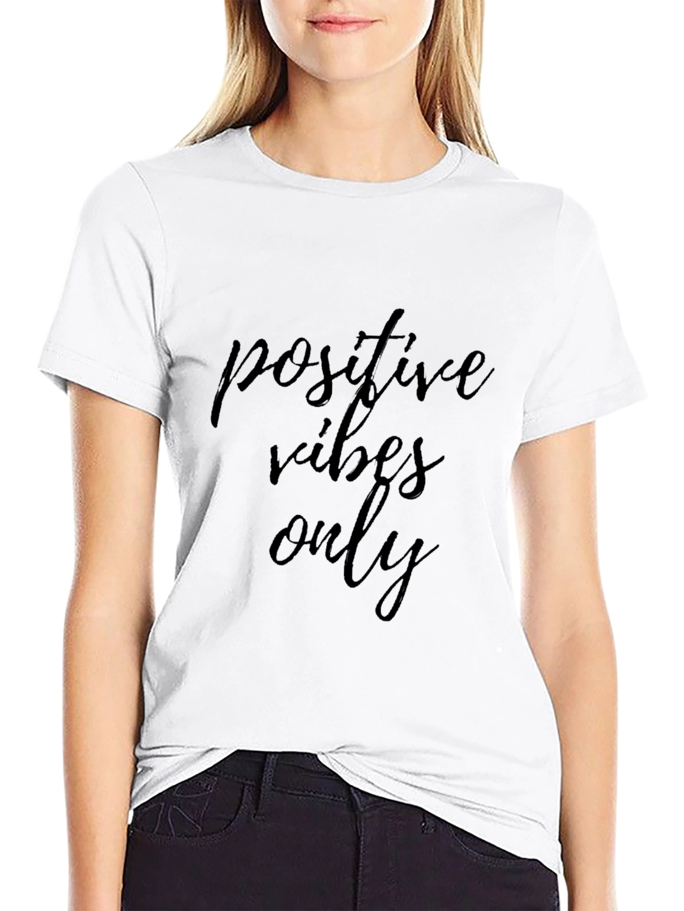 Black Positive Vibes Only Black T-Shirt view 9
