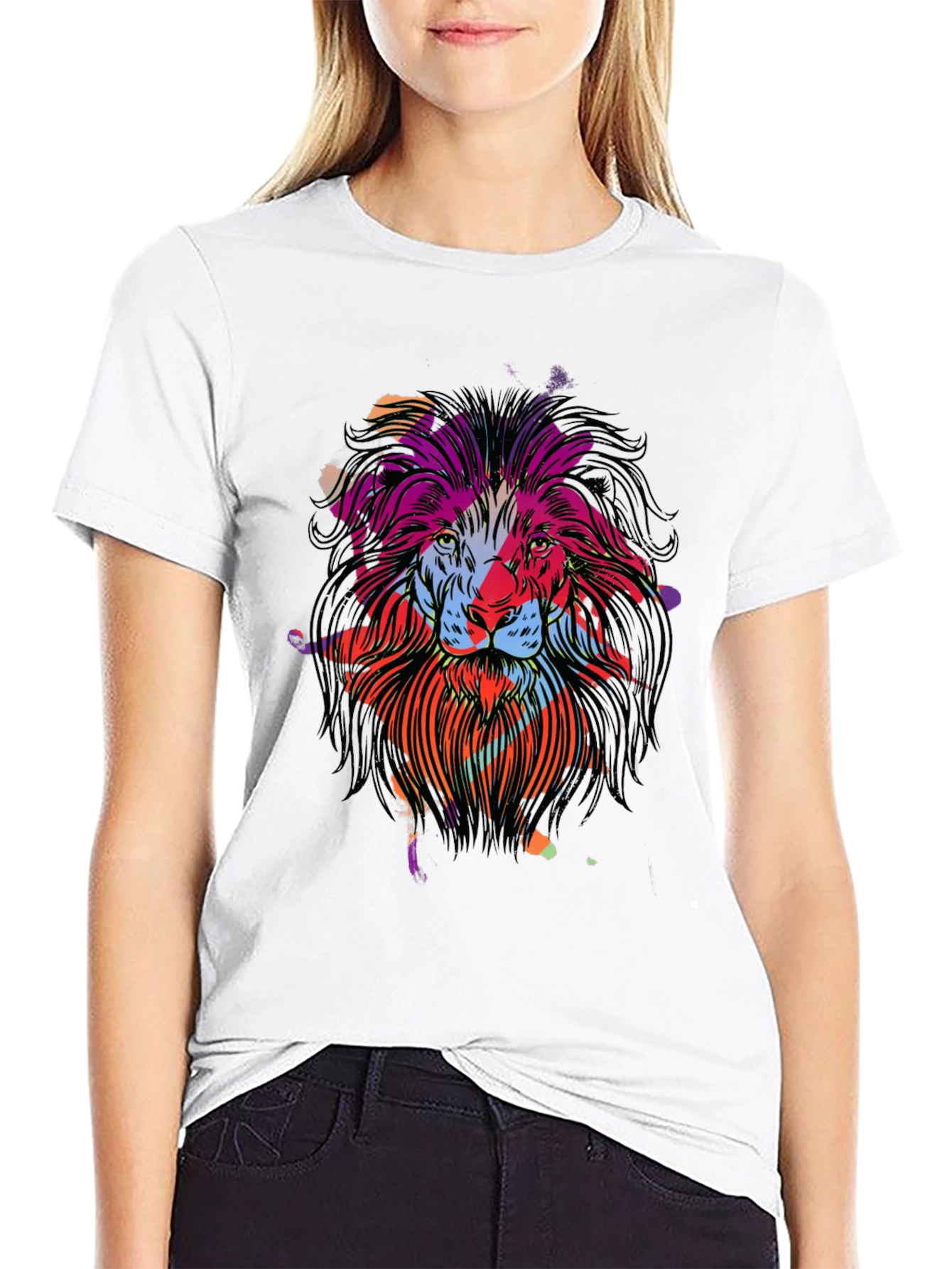 Black Lion Graphic Black T-Shirt view 9