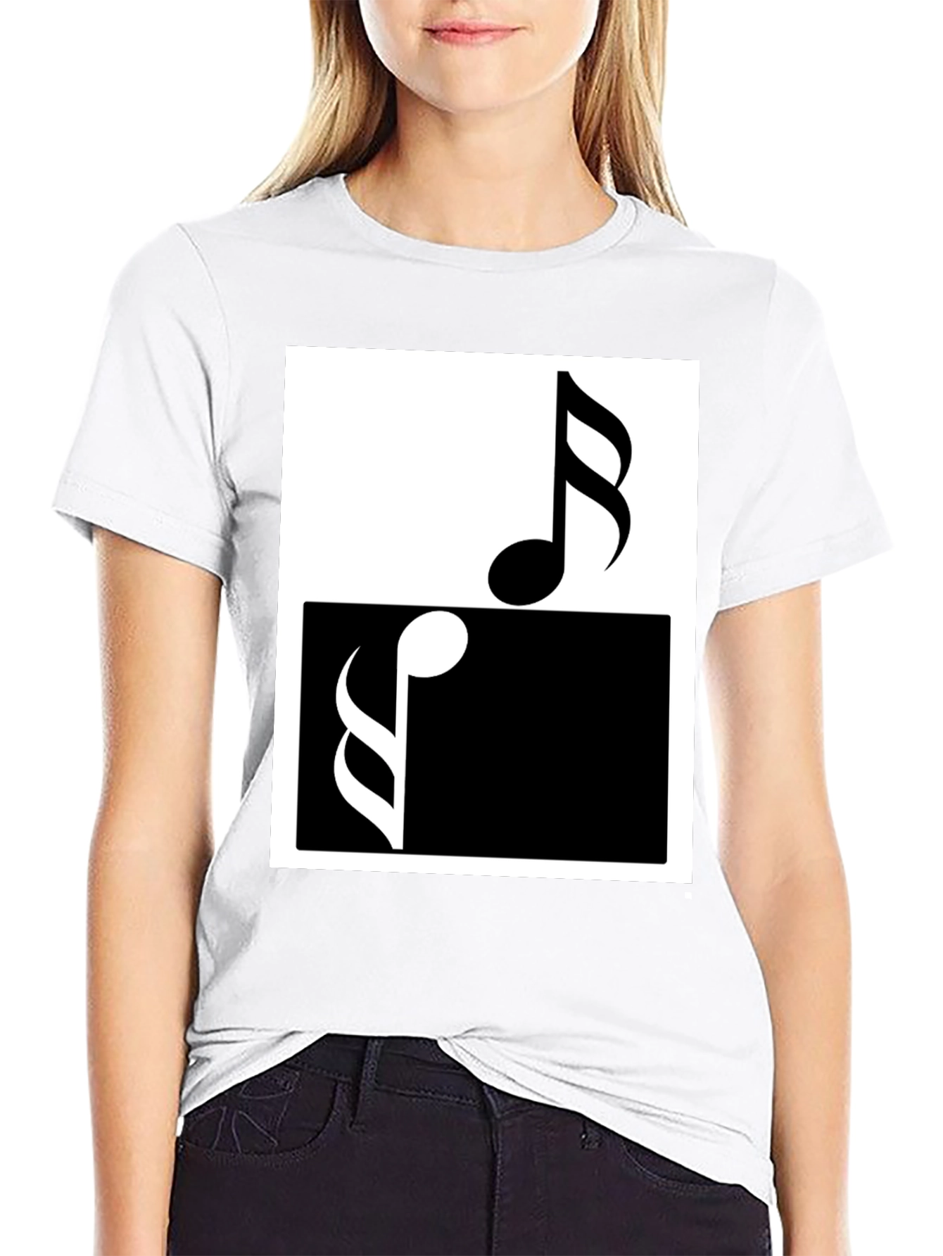 Black Music Notes Yin Yang T-Shirt view 9