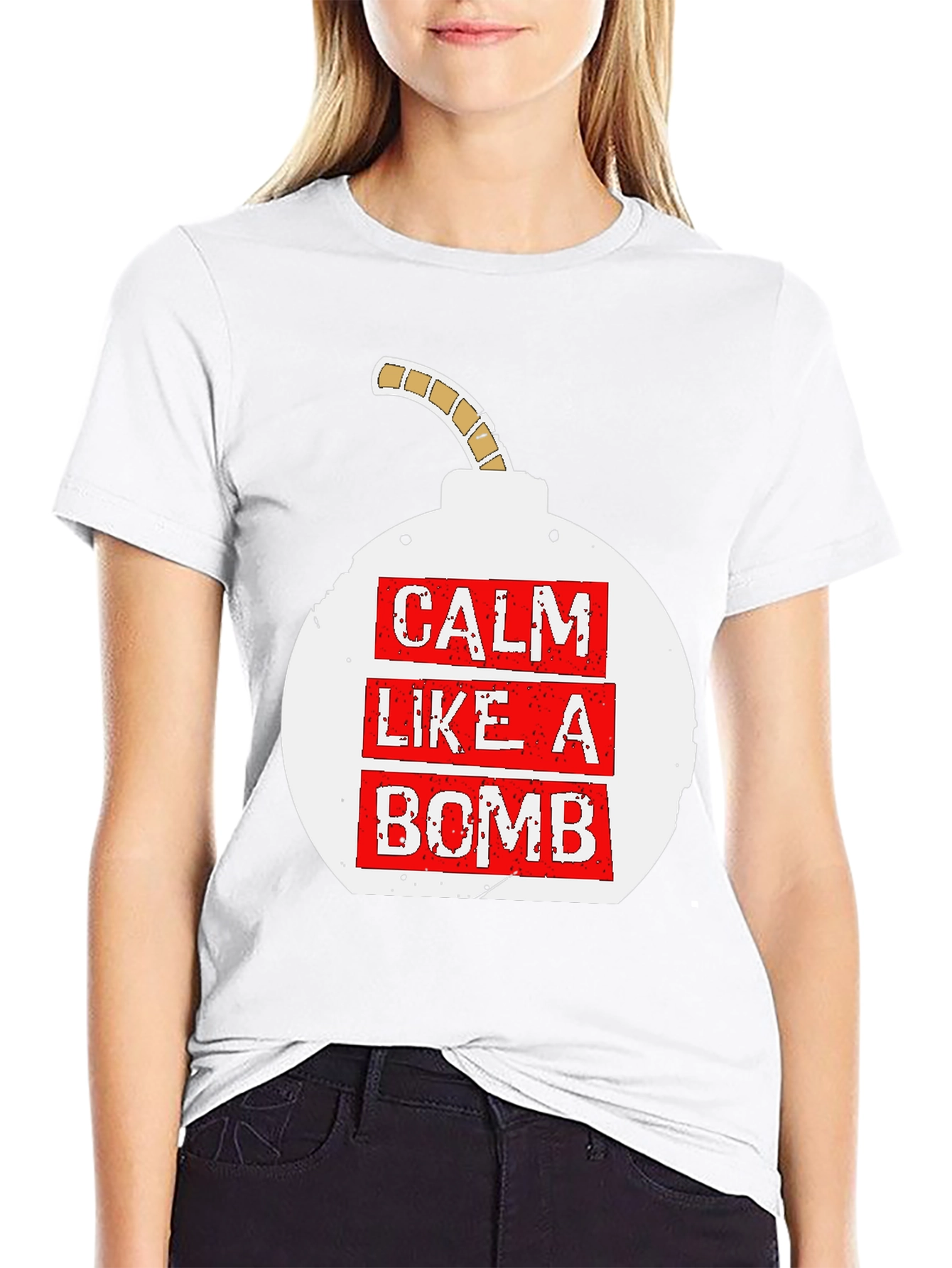 Black Calm Like A Bomb Graphic Tee view 9