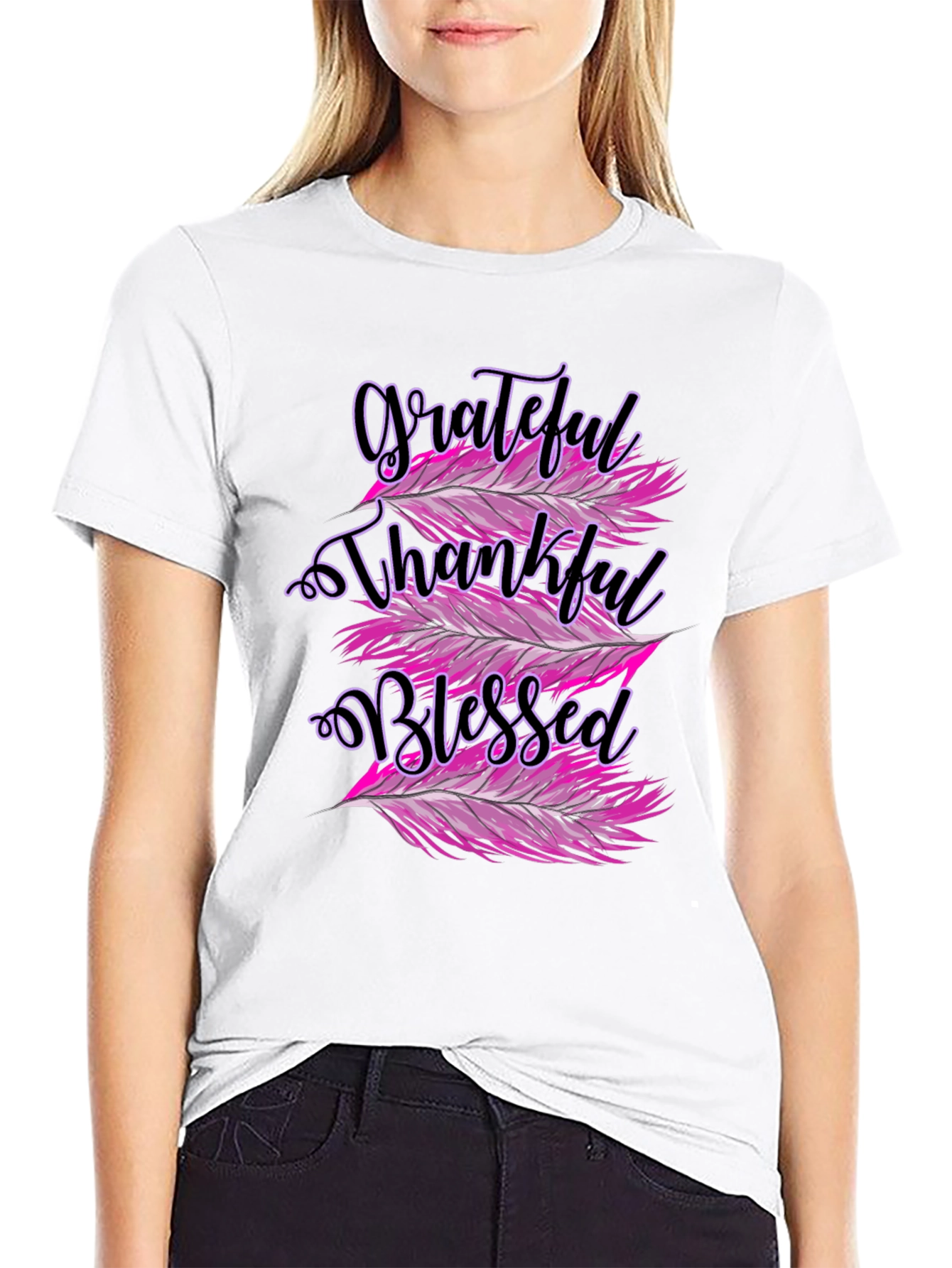 Black Grateful Thankful Blessed Graphic Tee view 9